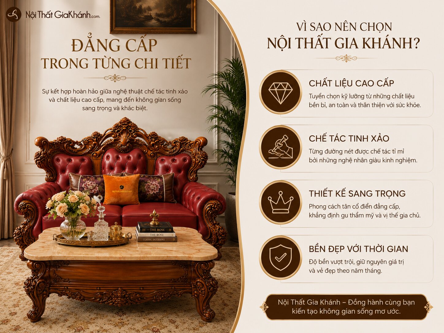 Combo Phòng Khách IMPERIAL ROSE Tân Cổ Điển GA65