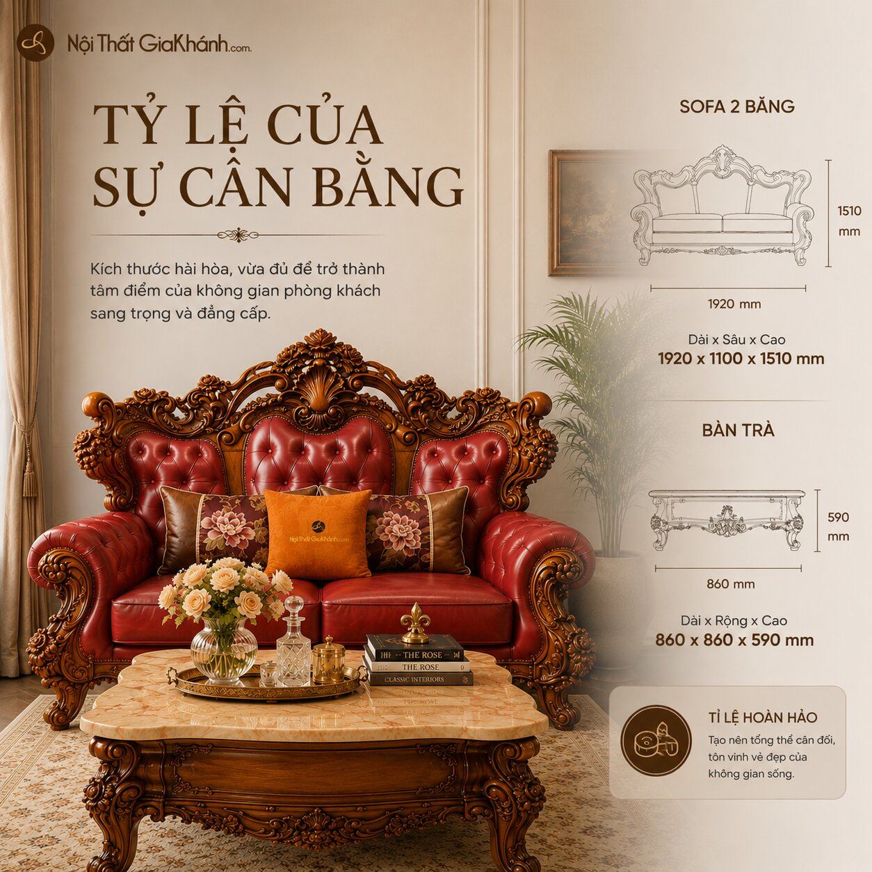 Combo Phòng Khách IMPERIAL ROSE Tân Cổ Điển GA65
