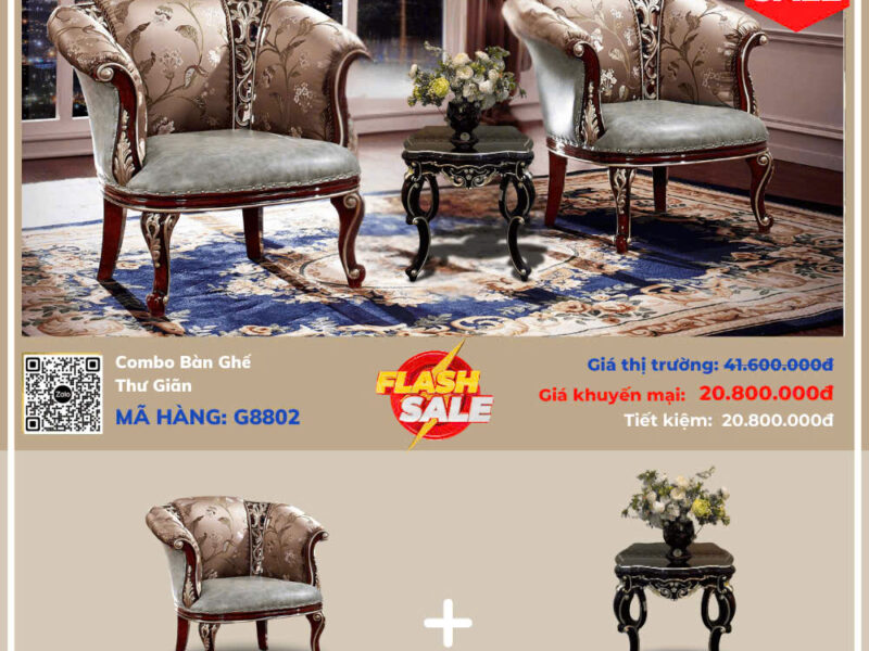 Combo Bộ Ghế Thư Giãn Tân Cổ Điển G8802