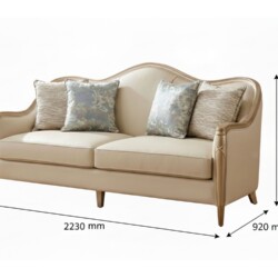 Hình ảnh kỹ thuật của ghế băng 3 trong bộ sofa SBM229-123, minh họa rõ ràng các kích thước: chiều dài 2230mm, chiều rộng 9…