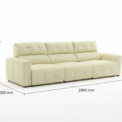 Hình ảnh minh họa kích thước tổng thể của ghế sofa chỉnh điện SF8138. Các thông số chiều dài 2960 mm, chiều rộng 1000 mm v…