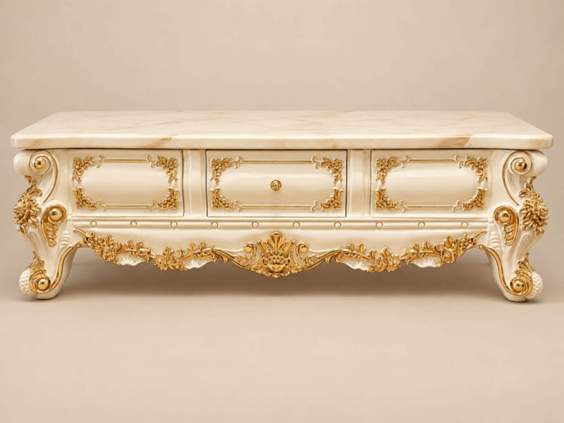 Bàn Trà BELLE ÉPOQUE - Bàn Sofa Tân Cổ Điển 1M6 Mặt Đá Tự Nhiên BT801-16