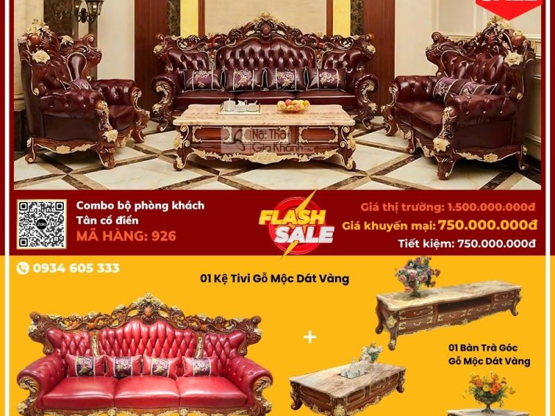 Combo Bộ Phòng Khách Tân Cổ Điển SF926