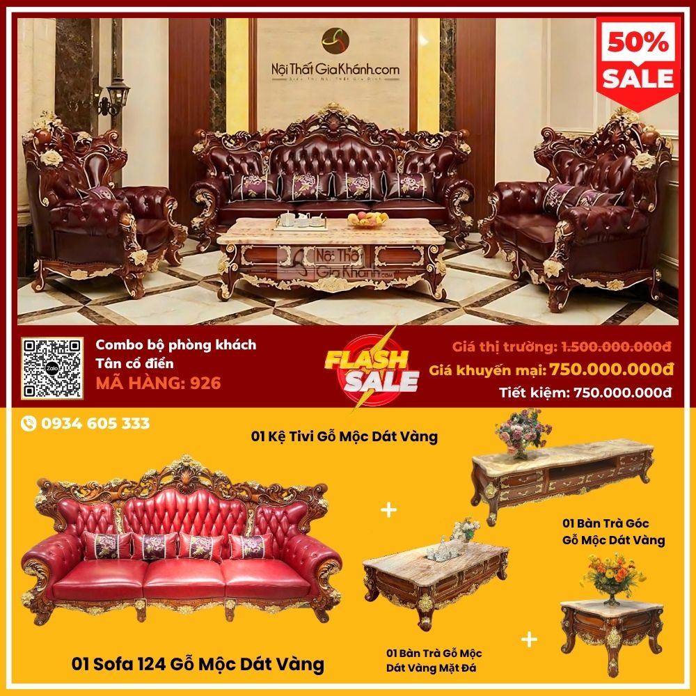 Combo Bộ Phòng Khách Tân Cổ Điển SF926
