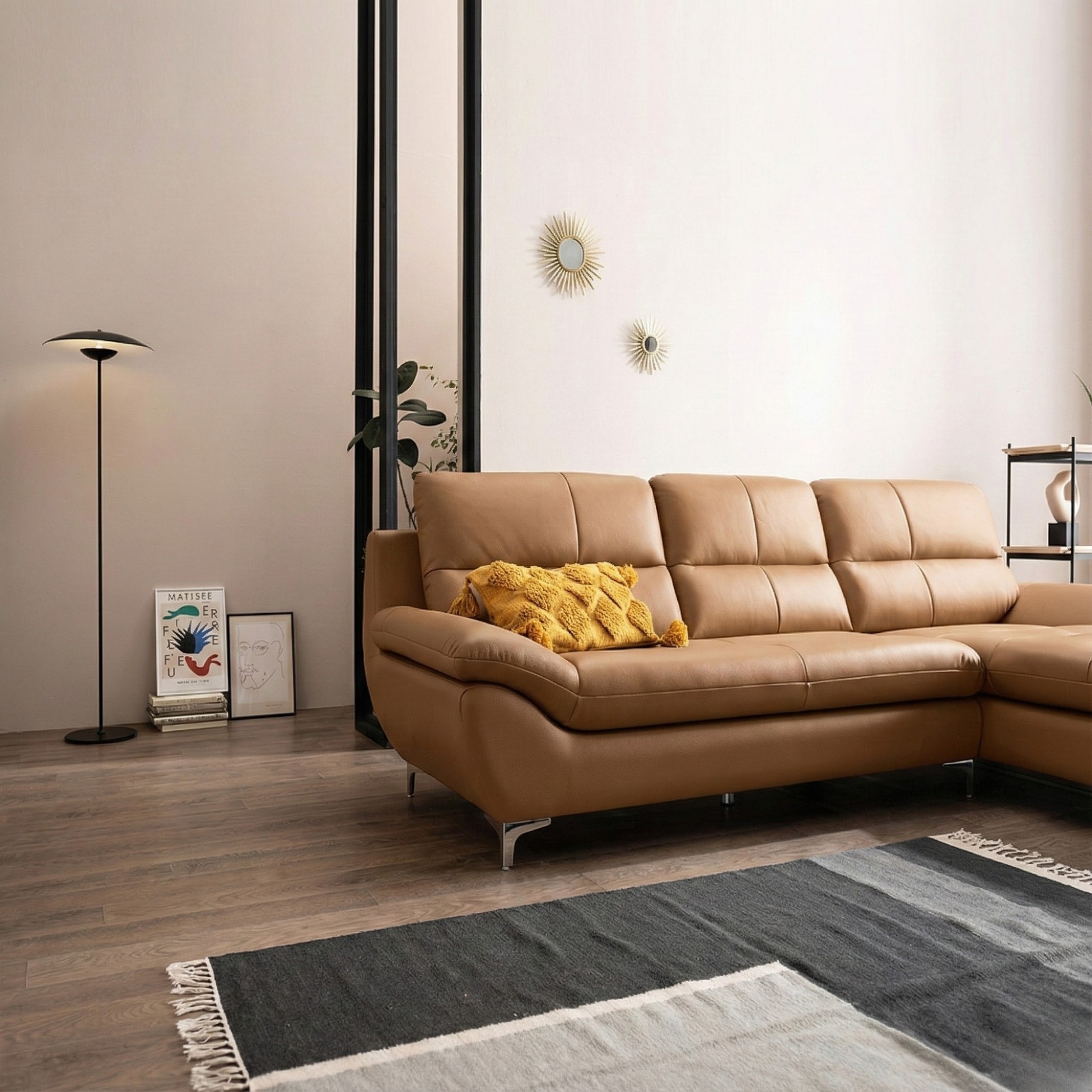 Sofa SEABREE - Sofa Góc Hiện Đại Bọc Da Cho Phòng Khách Chung Cư