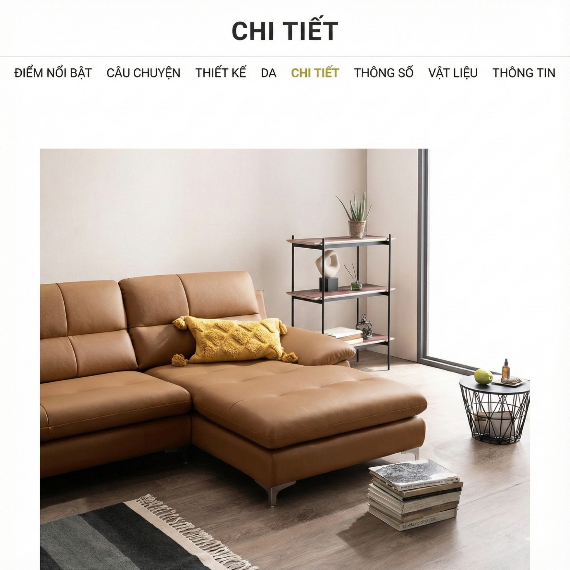 Sofa SEABREE - Sofa Góc Hiện Đại Bọc Da Cho Phòng Khách Chung Cư