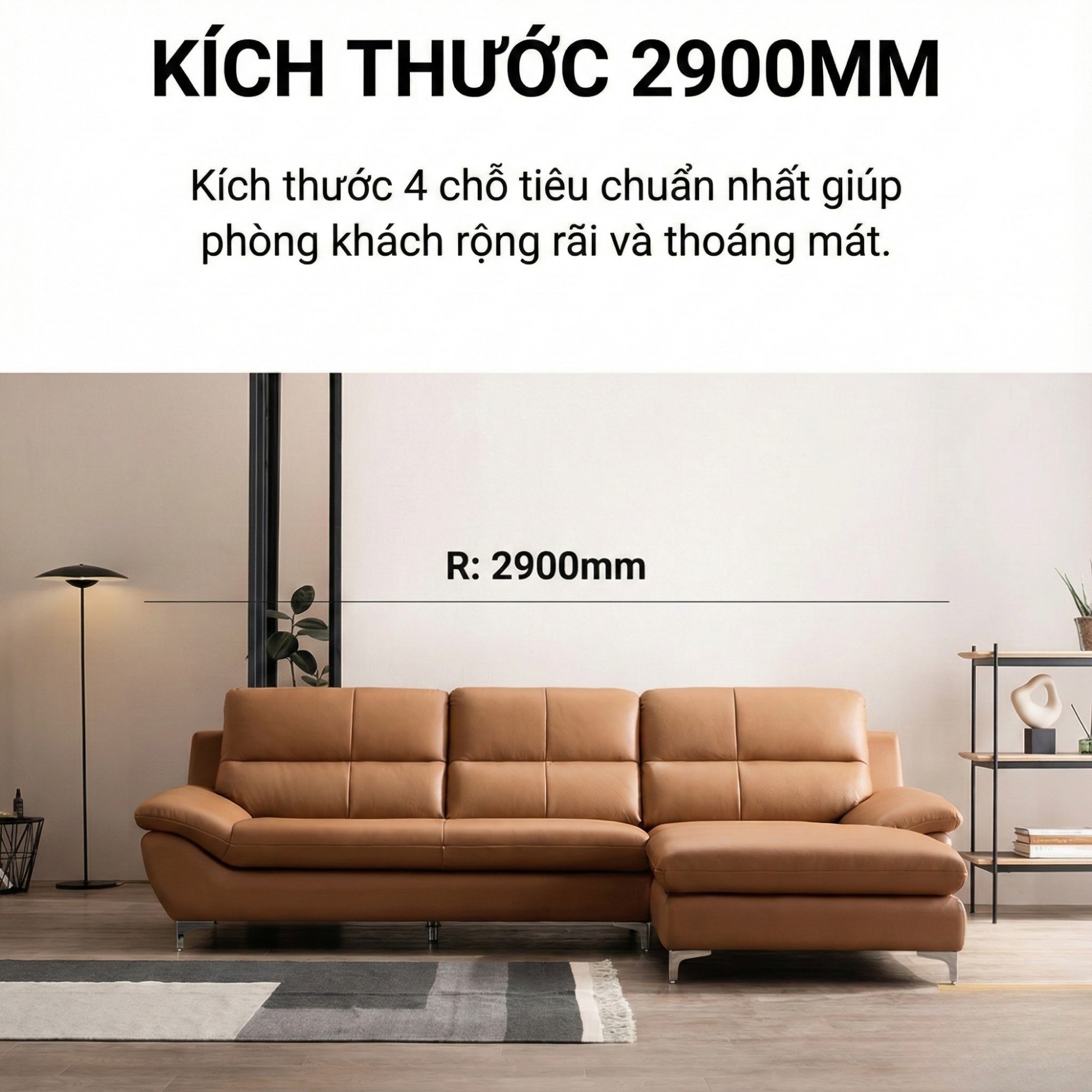Sofa SEABREE - Sofa Góc Hiện Đại Bọc Da Cho Phòng Khách Chung Cư