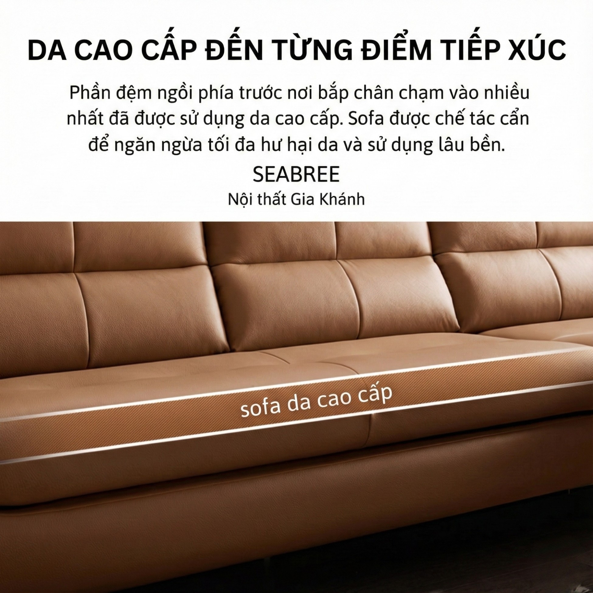 Sofa SEABREE - Sofa Góc Hiện Đại Bọc Da Cho Phòng Khách Chung Cư
