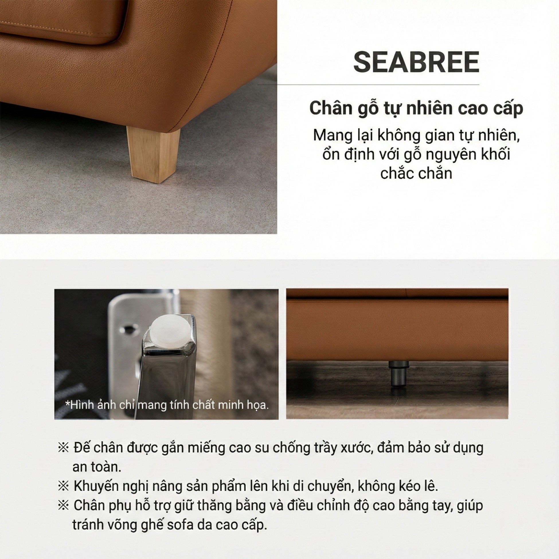 Sofa SEABREE - Sofa Góc Hiện Đại Bọc Da Cho Phòng Khách Chung Cư