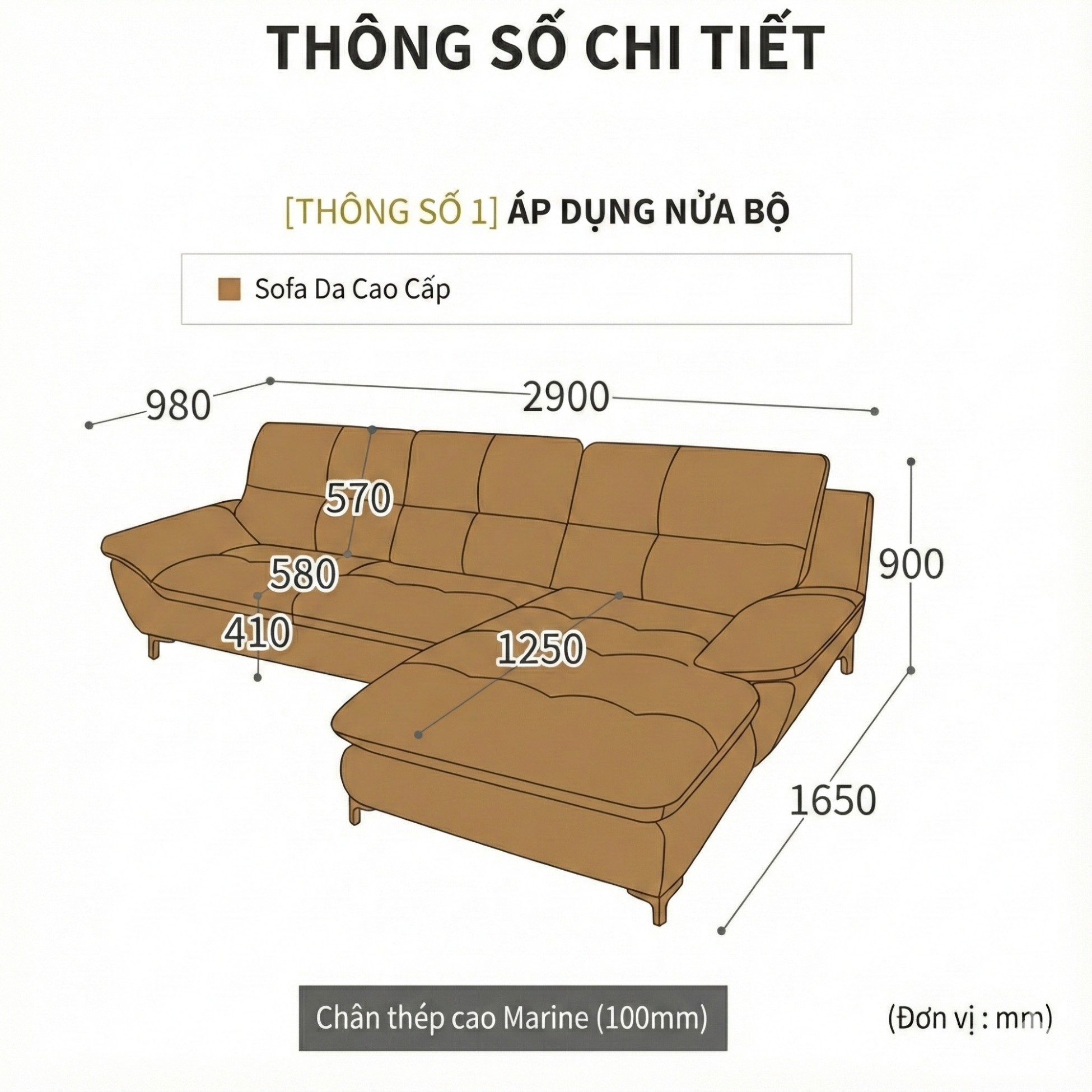 Sofa SEABREE - Sofa Góc Hiện Đại Bọc Da Cho Phòng Khách Chung Cư