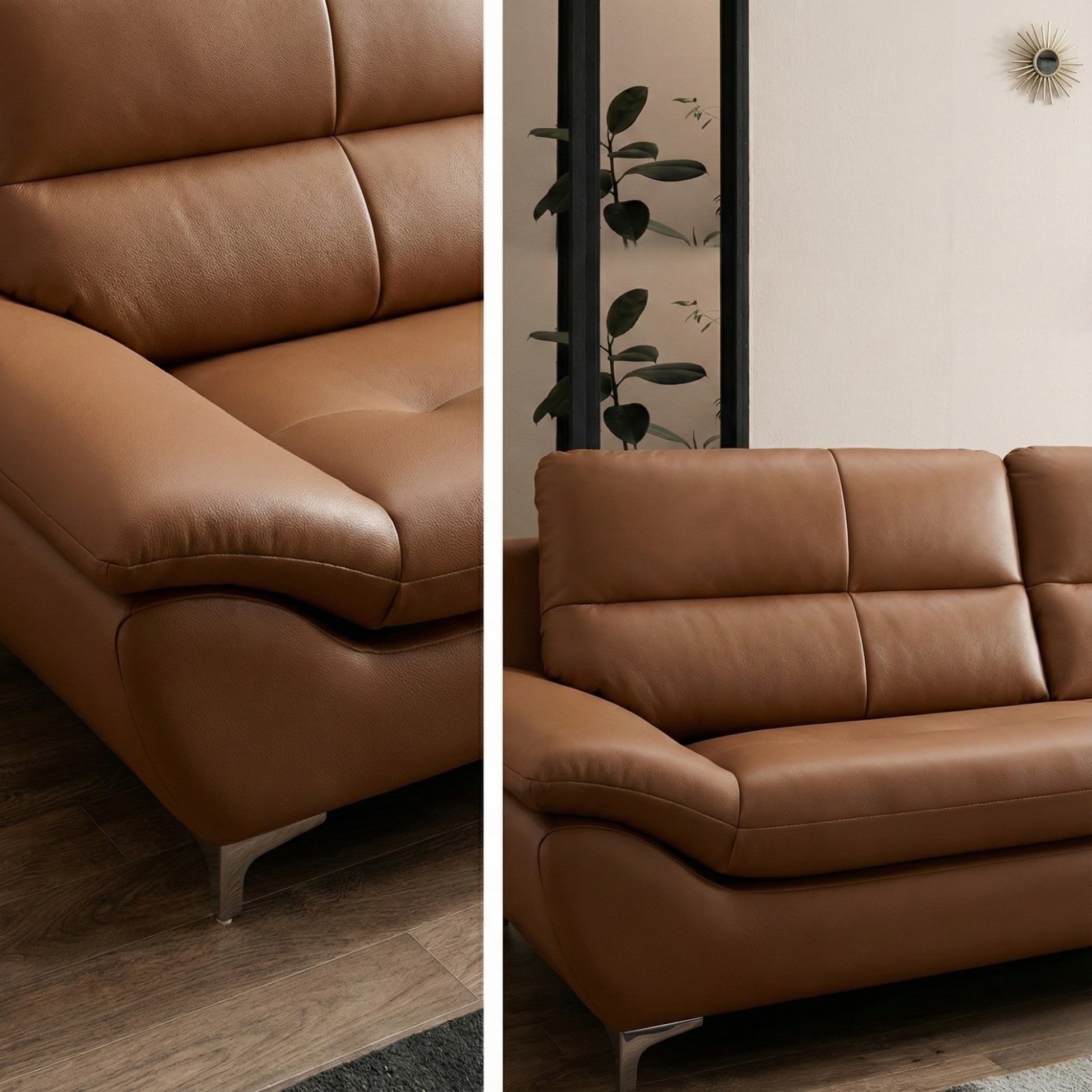 Sofa SEABREE - Sofa Góc Hiện Đại Bọc Da Cho Phòng Khách Chung Cư