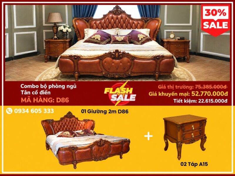 Combo Bộ Phòng Ngủ Tân Cổ Điển D86