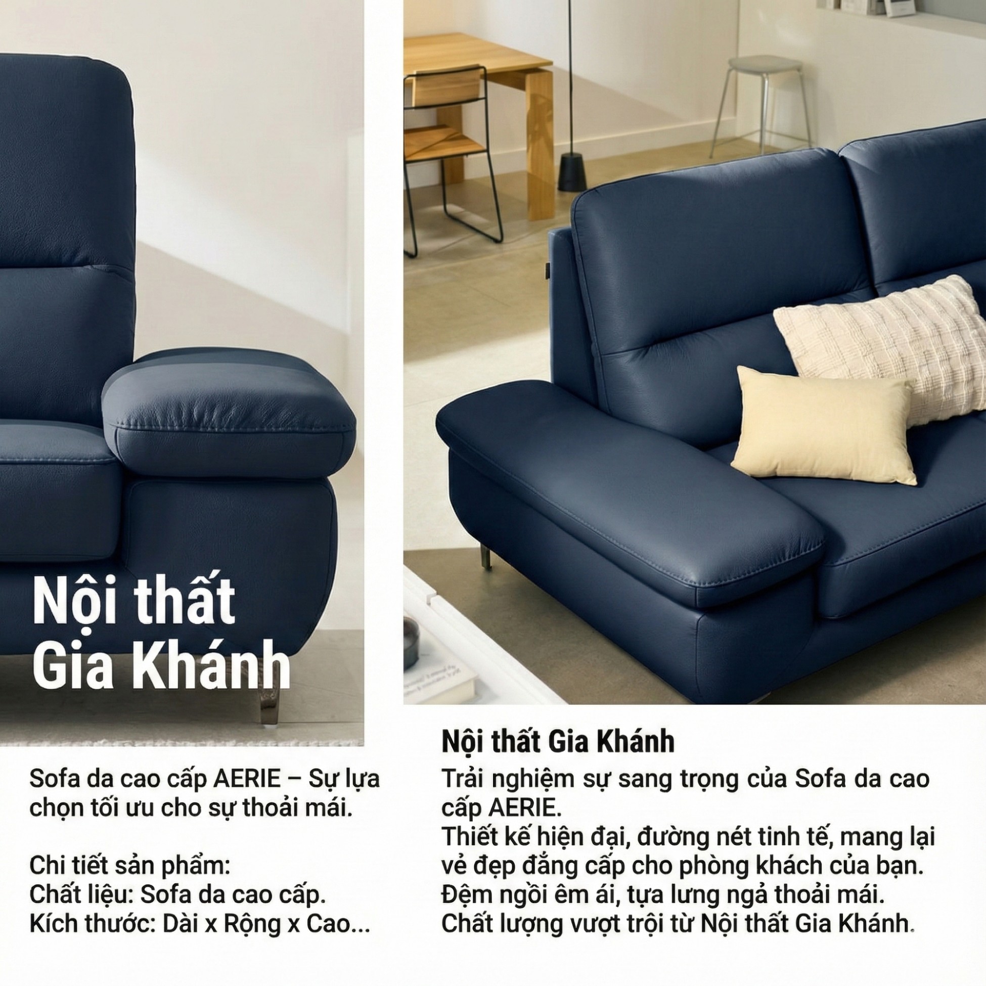 sofa AERIE sofa da hiện đại và êm ái