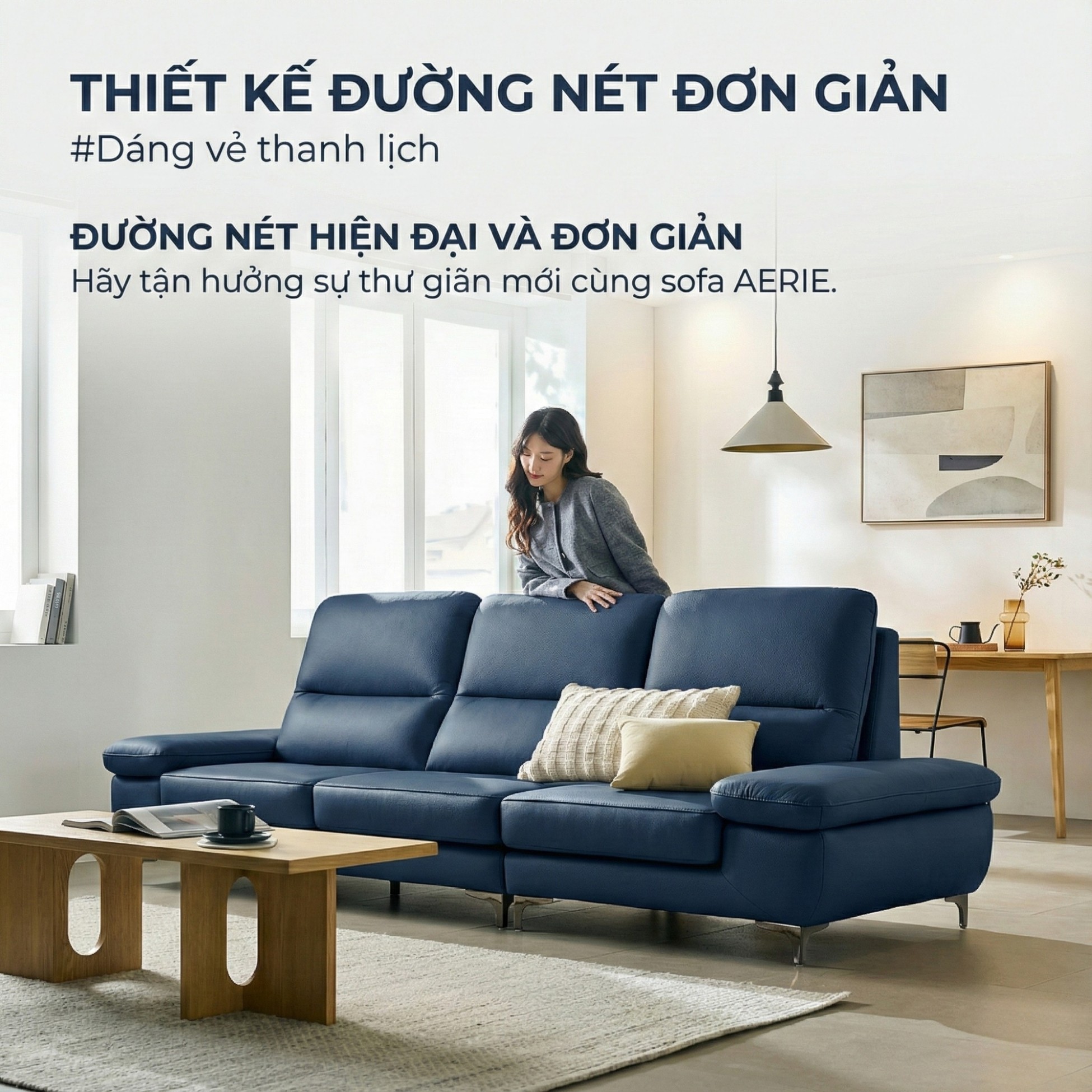 sofa AERIE sofa da hiện đại và êm ái