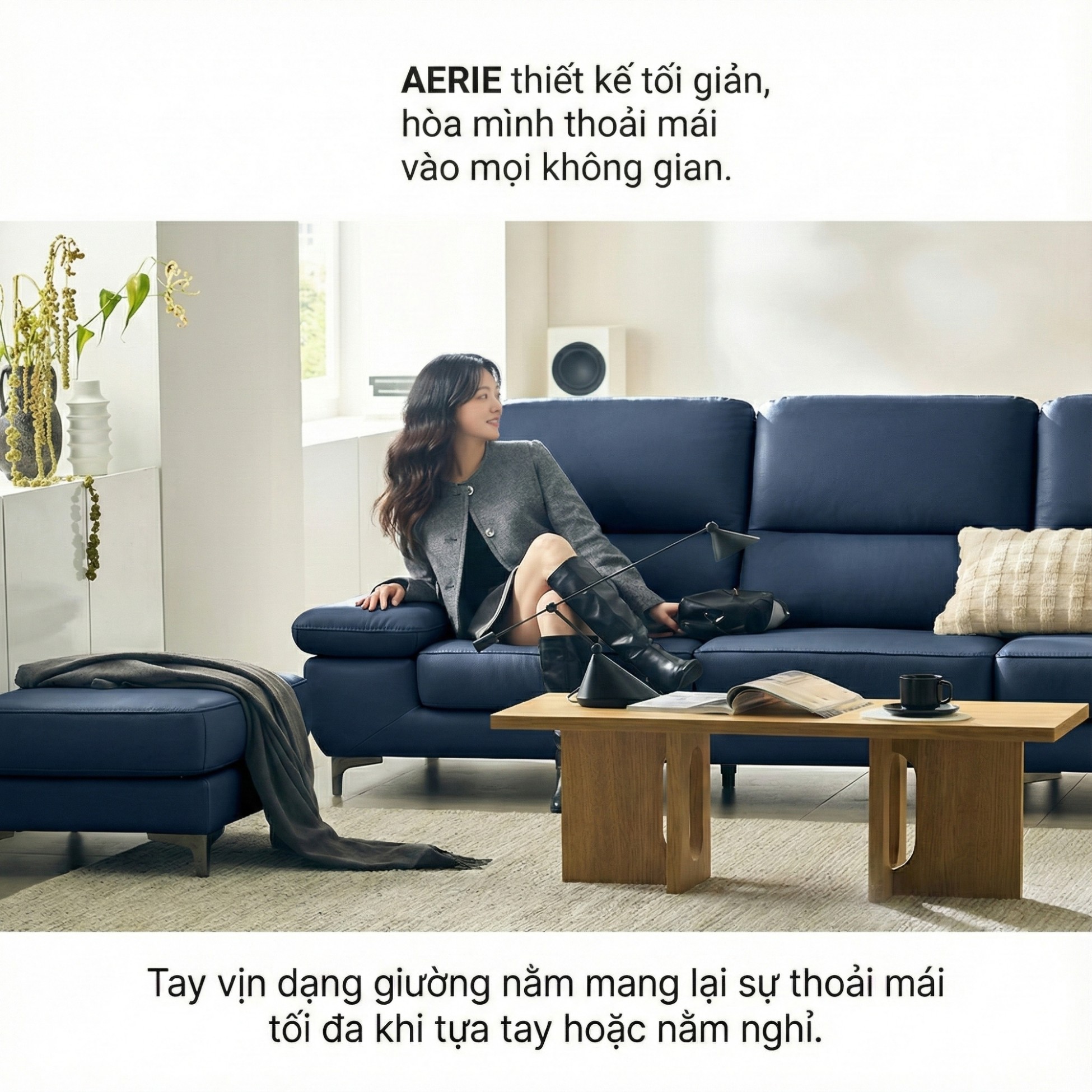 sofa AERIE sofa da hiện đại và êm ái