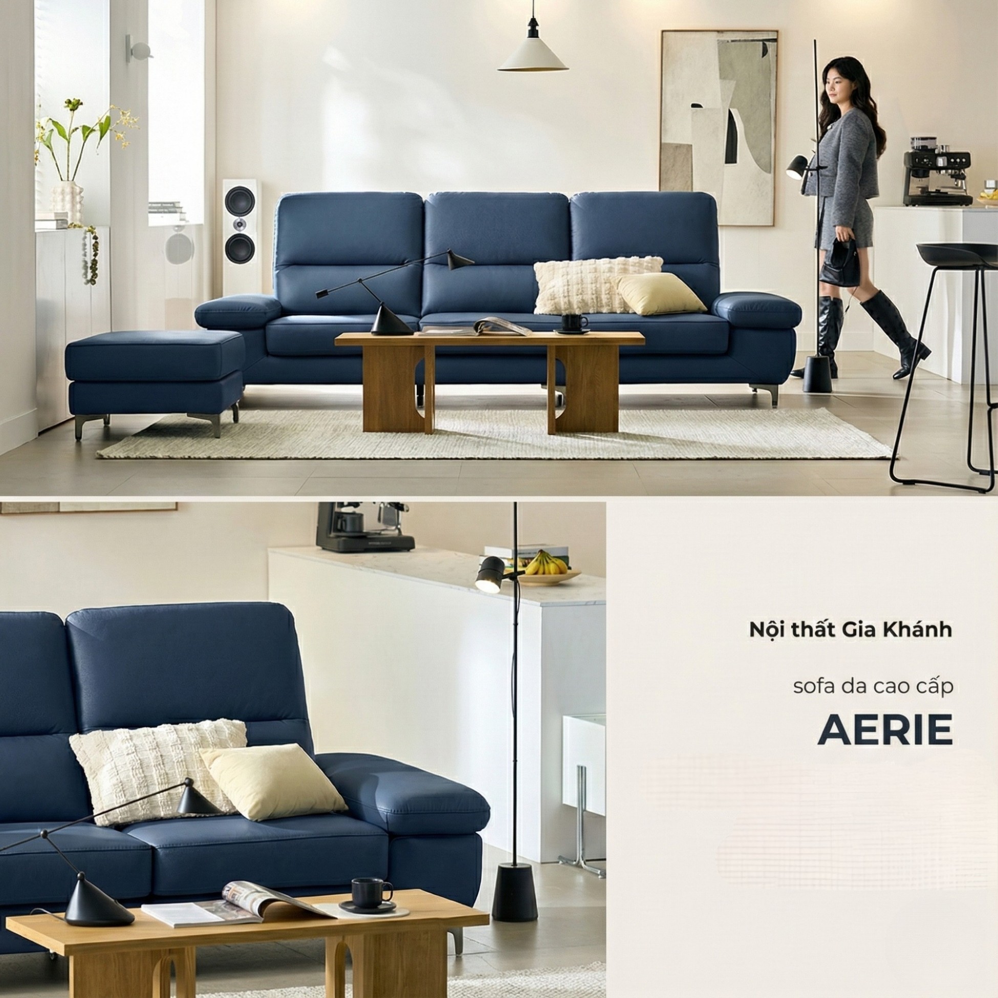 sofa AERIE sofa da hiện đại và êm ái