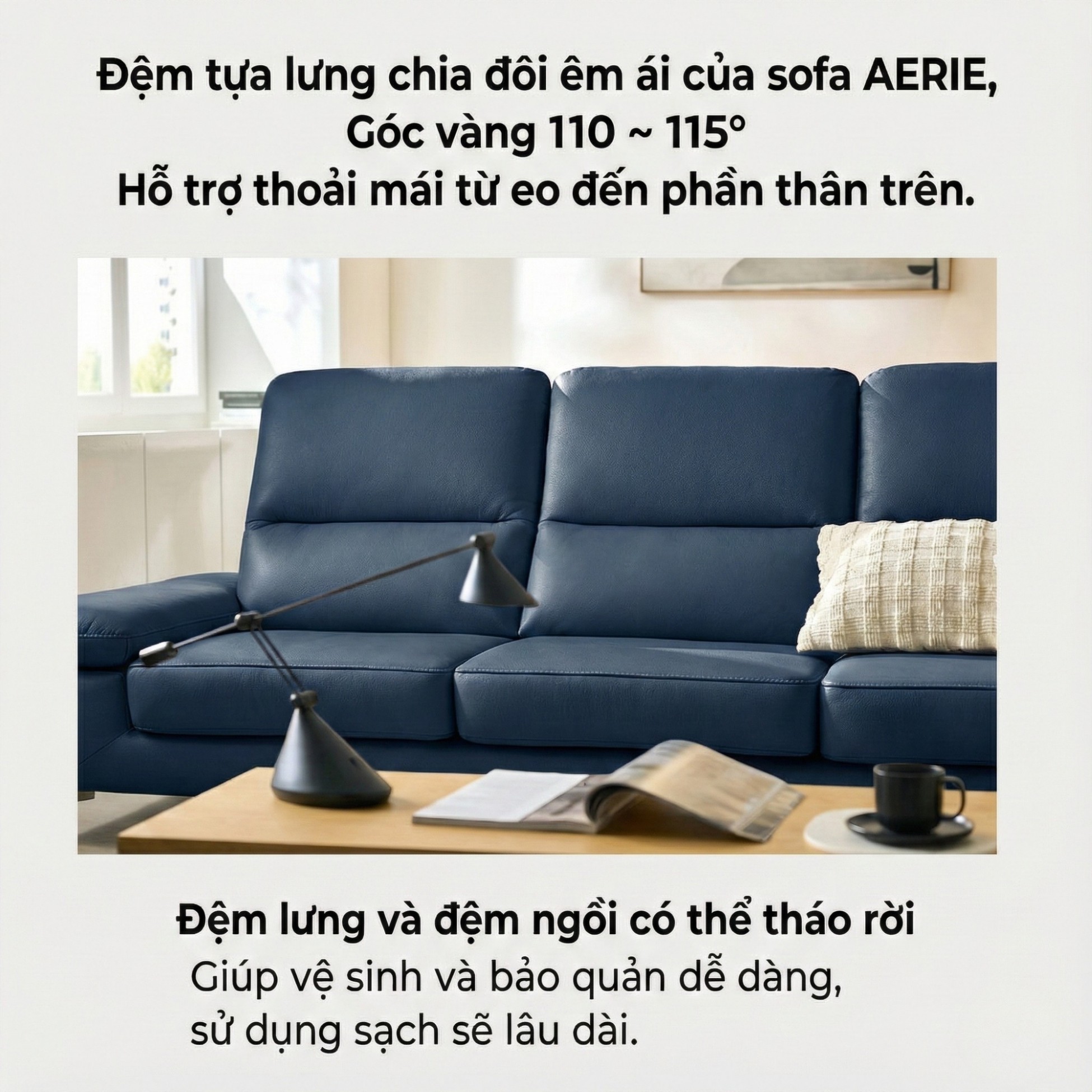 sofa AERIE sofa da hiện đại và êm ái