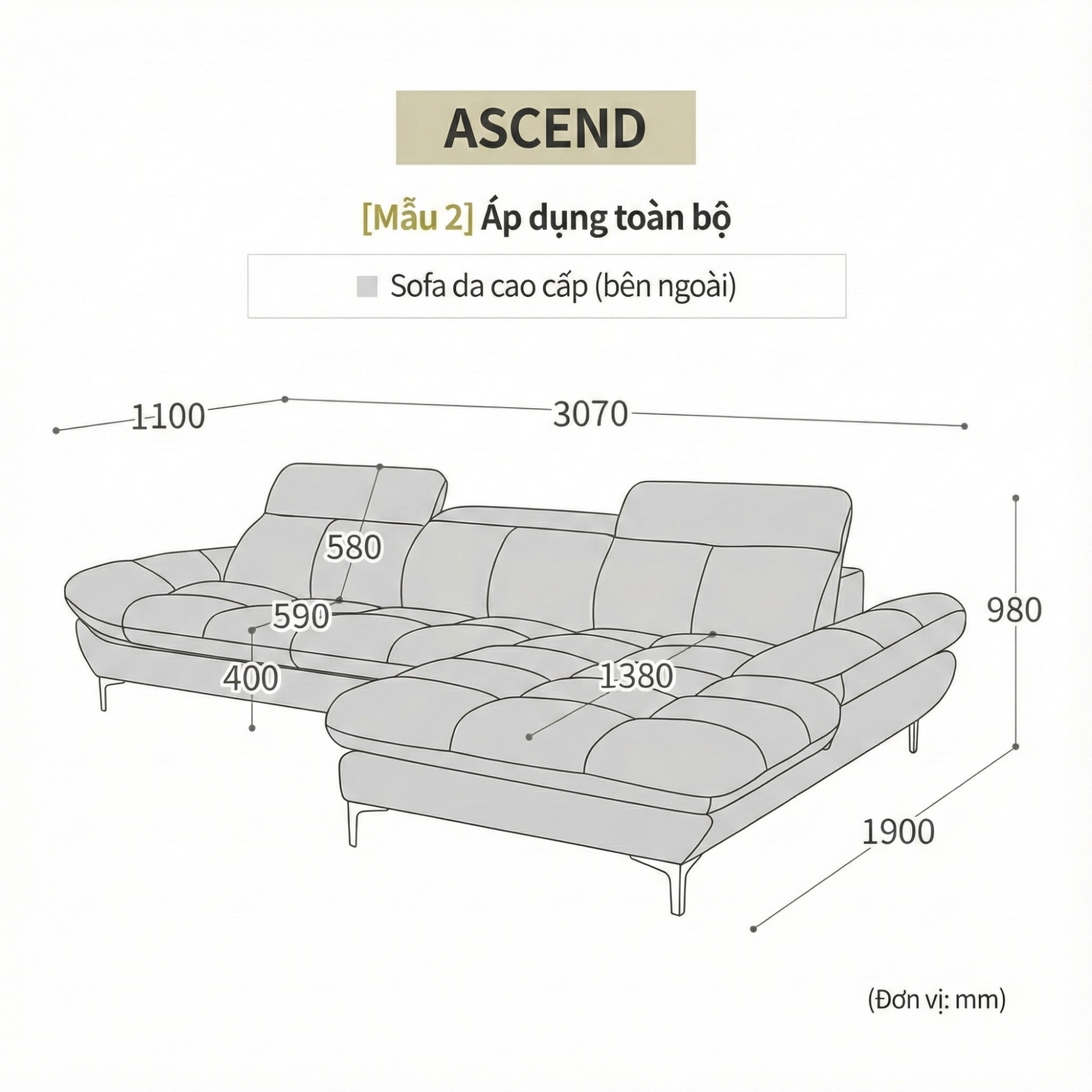 Sofa ASCEND - Sofa Băng Hiện Đại Cho Chủ Nhà Trẻ Trung