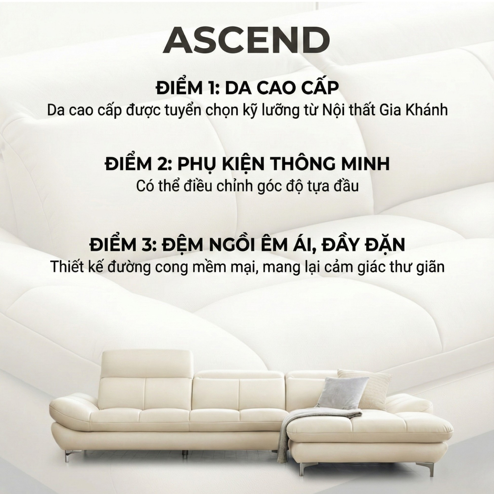 Sofa ASCEND - Sofa Băng Hiện Đại Cho Chủ Nhà Trẻ Trung