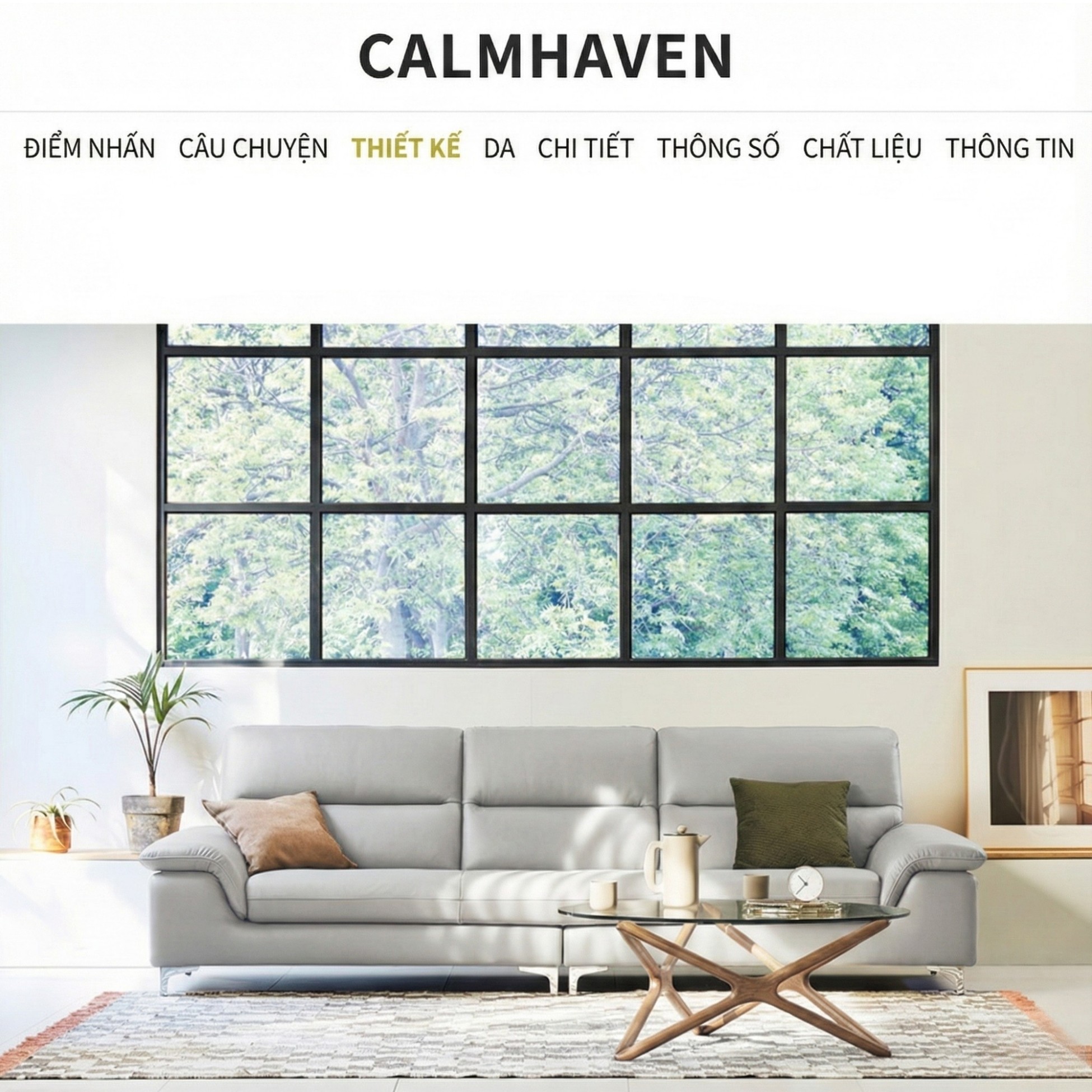Sofa CALMHAVEN - Sofa Băng Hiện Đại Tôi Giản Cho Phòng Khách Gia Đình 