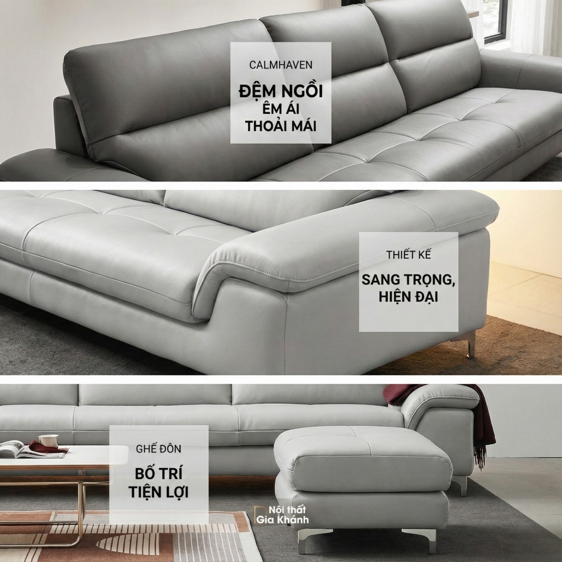 Sofa CALMHAVEN - Sofa Băng Hiện Đại Tôi Giản Cho Phòng Khách Gia Đình 