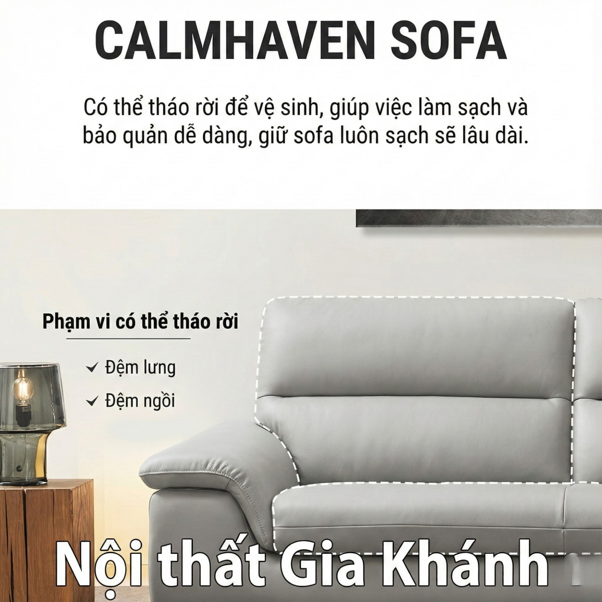 Sofa CALMHAVEN - Sofa Băng Hiện Đại Tôi Giản Cho Phòng Khách Gia Đình 