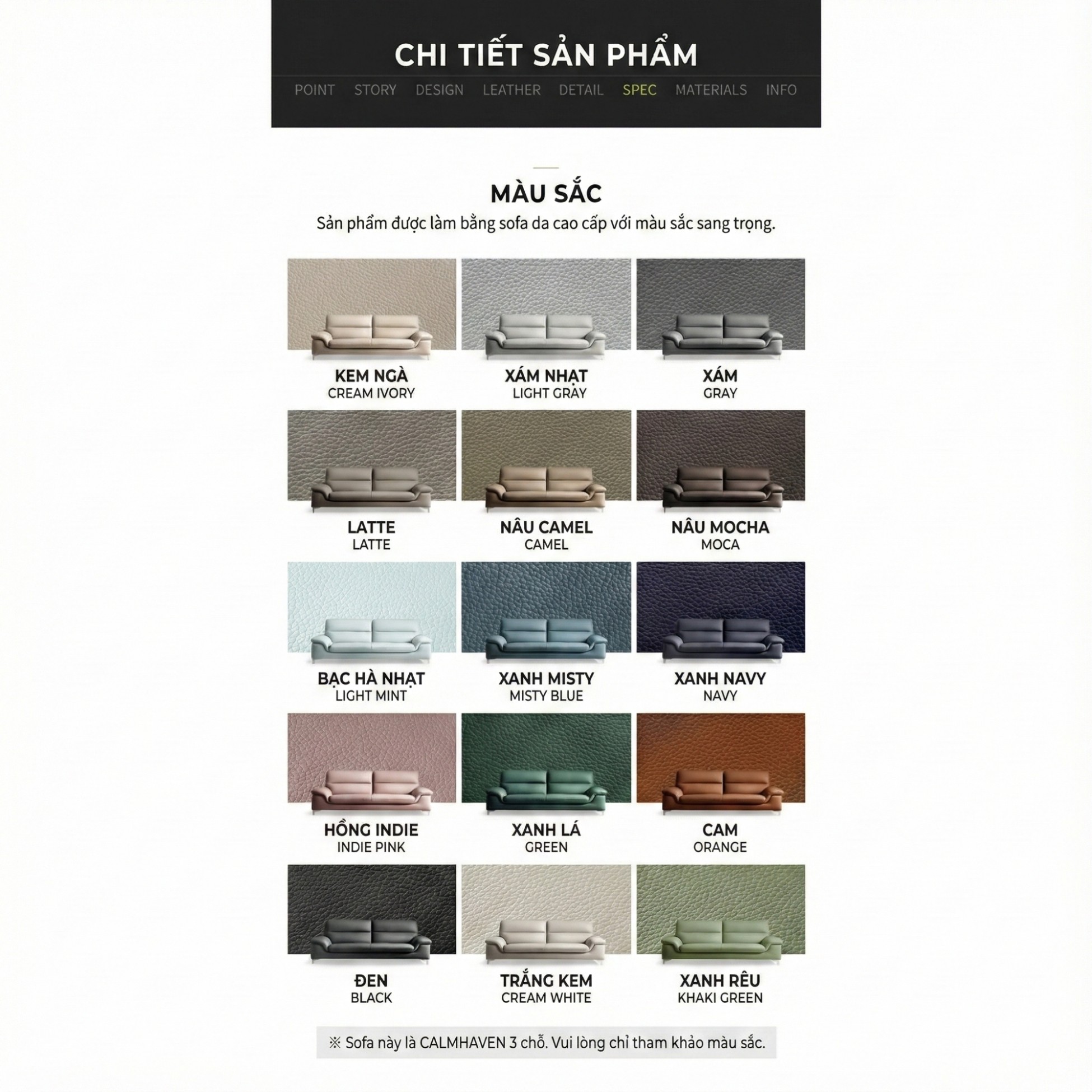 Sofa CALMHAVEN - Sofa Băng Hiện Đại Tôi Giản Cho Phòng Khách Gia Đình 