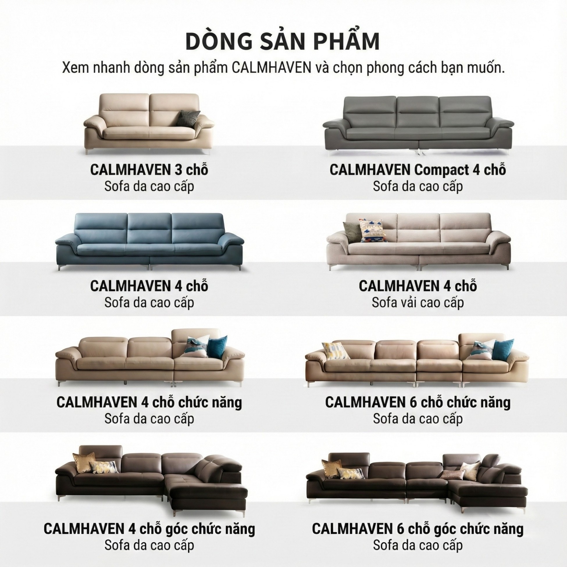 Sofa CALMHAVEN - Sofa Băng Hiện Đại Tôi Giản Cho Phòng Khách Gia Đình
