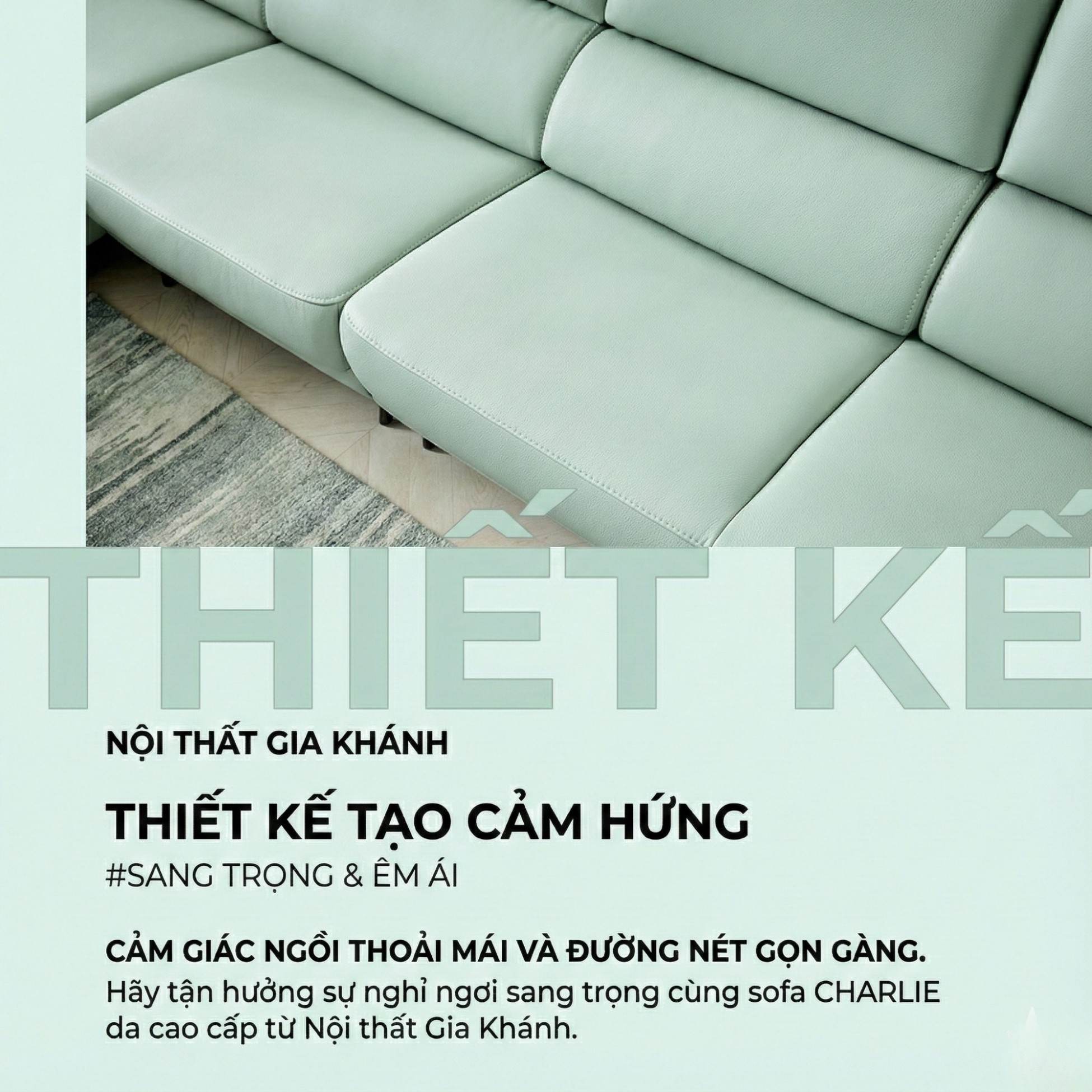 Sofa CHARLIE – Sofa Góc Với Da Cao Cấp Hiện Đại Êm Ái Cho Phòng Khách