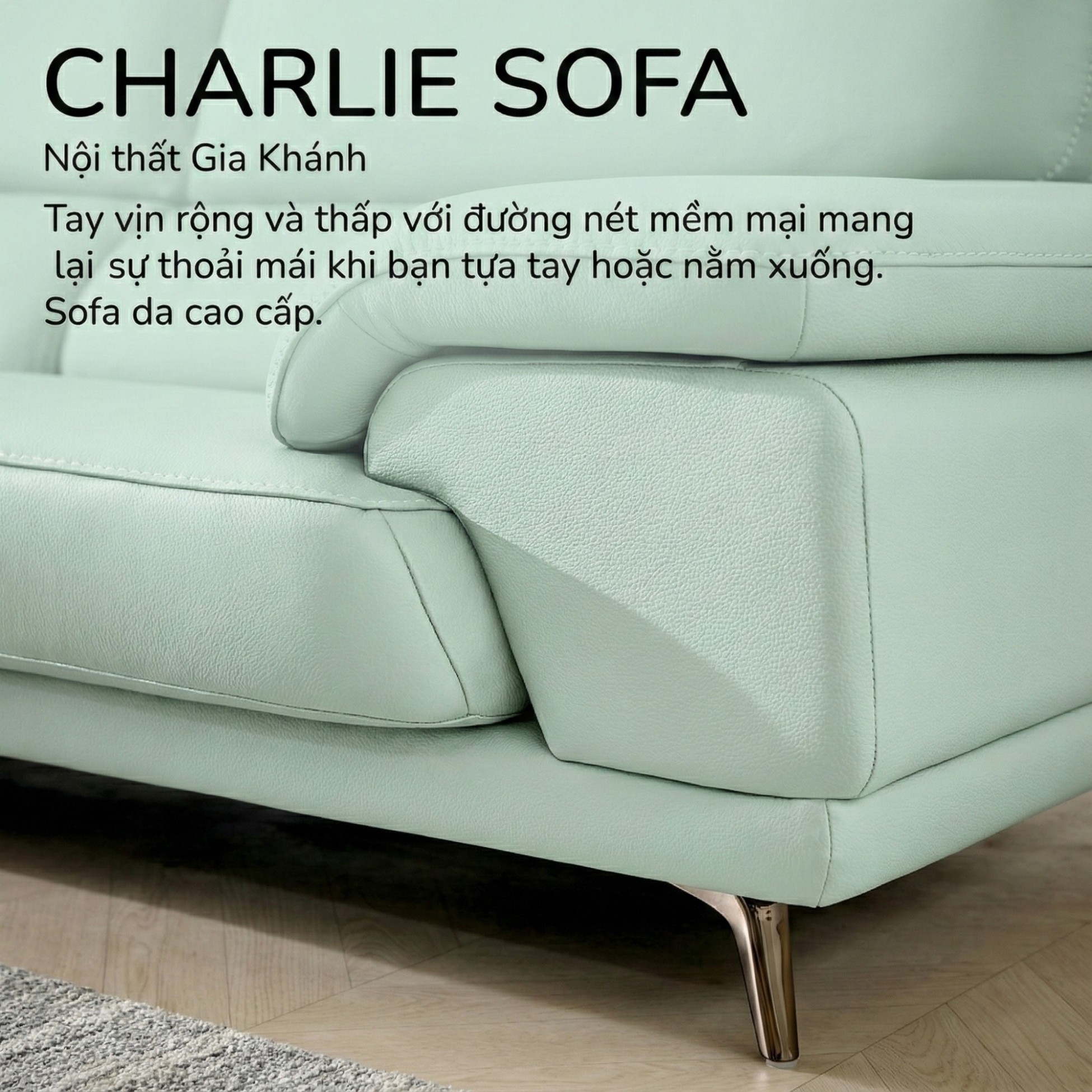 Sofa CHARLIE – Sofa Góc Với Da Cao Cấp Hiện Đại Êm Ái Cho Phòng Khách