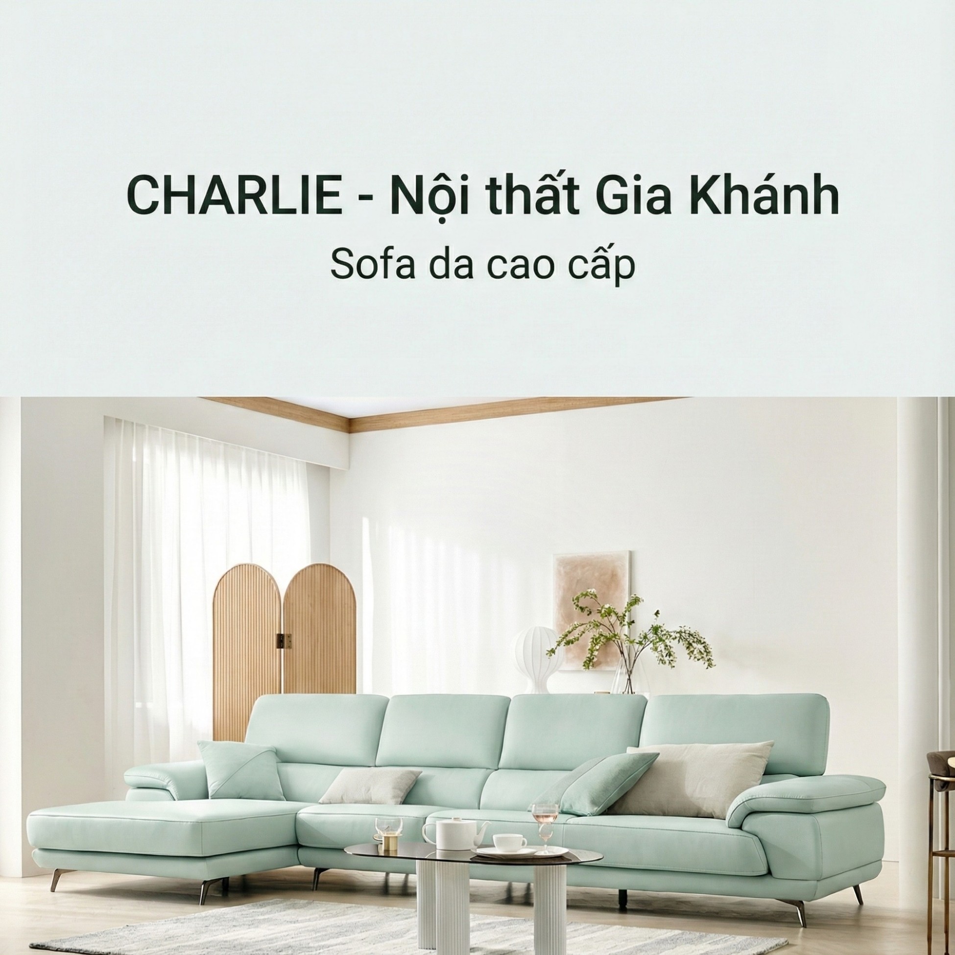 Sofa CHARLIE – Sofa Góc Với Da Cao Cấp Hiện Đại Êm Ái Cho Phòng Khách
