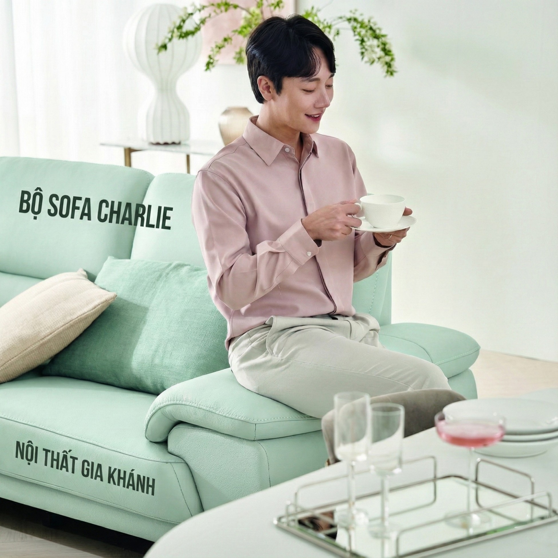 Sofa CHARLIE – Sofa Góc Với Da Cao Cấp Hiện Đại Êm Ái Cho Phòng Khách