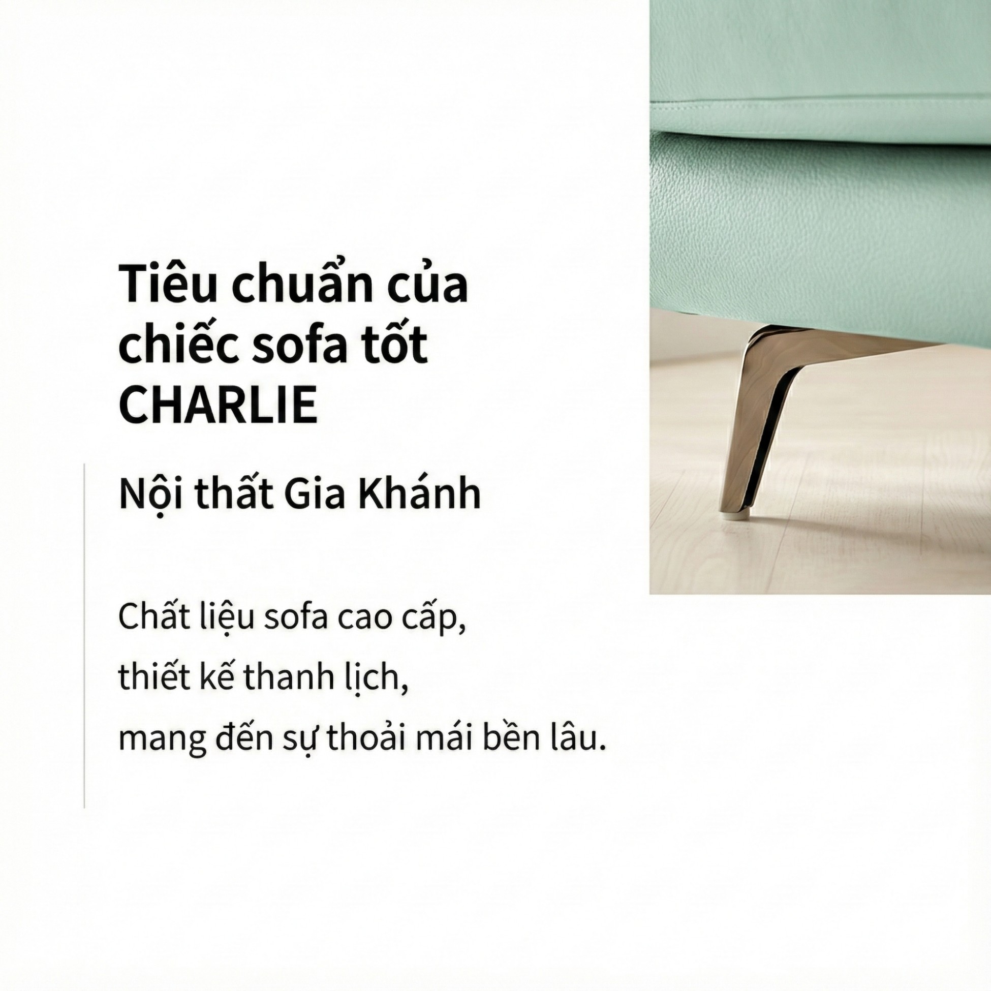 Sofa CHARLIE – Sofa Góc Với Da Cao Cấp Hiện Đại Êm Ái Cho Phòng Khách