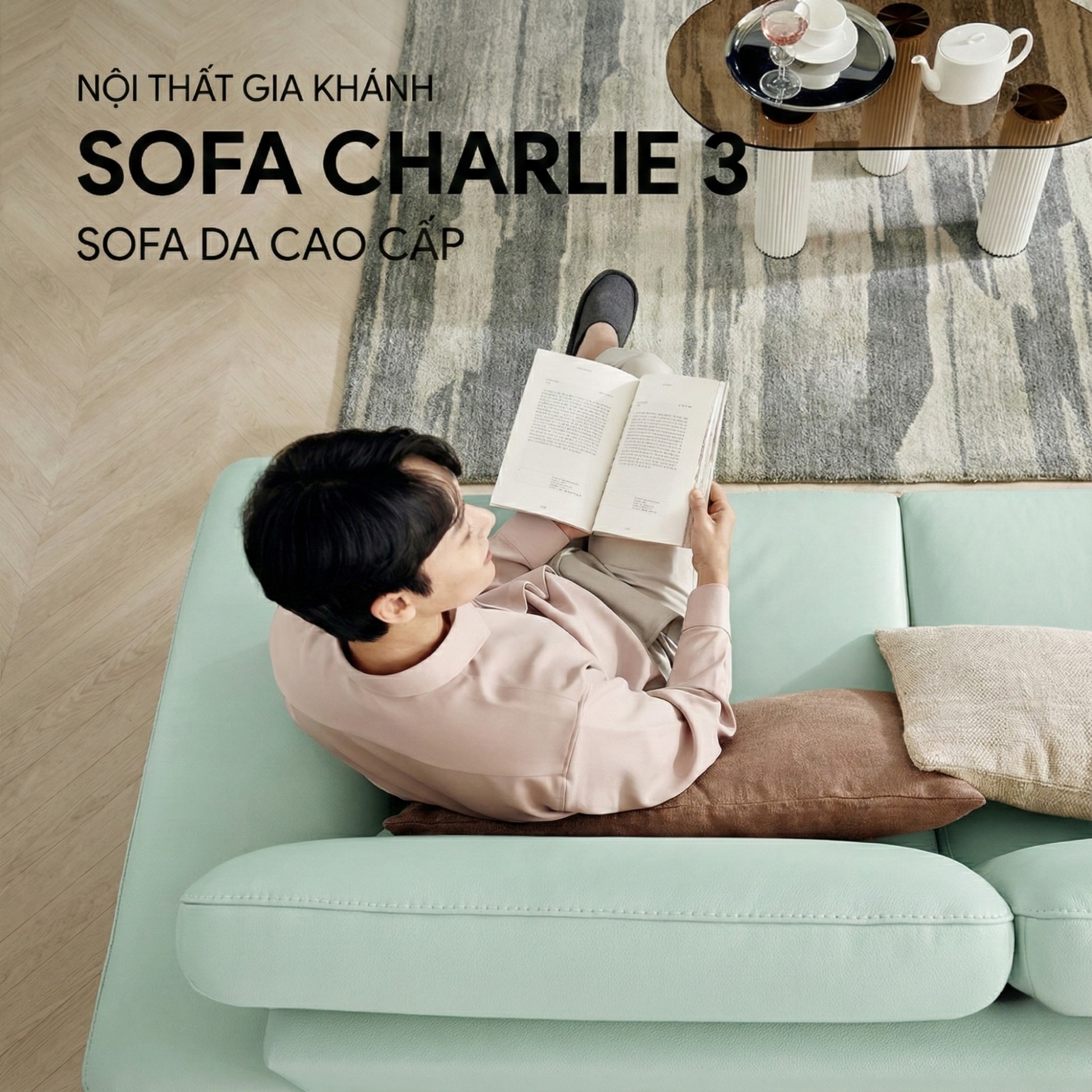 Sofa CHARLIE – Sofa Góc Với Da Cao Cấp Hiện Đại Êm Ái Cho Phòng Khách