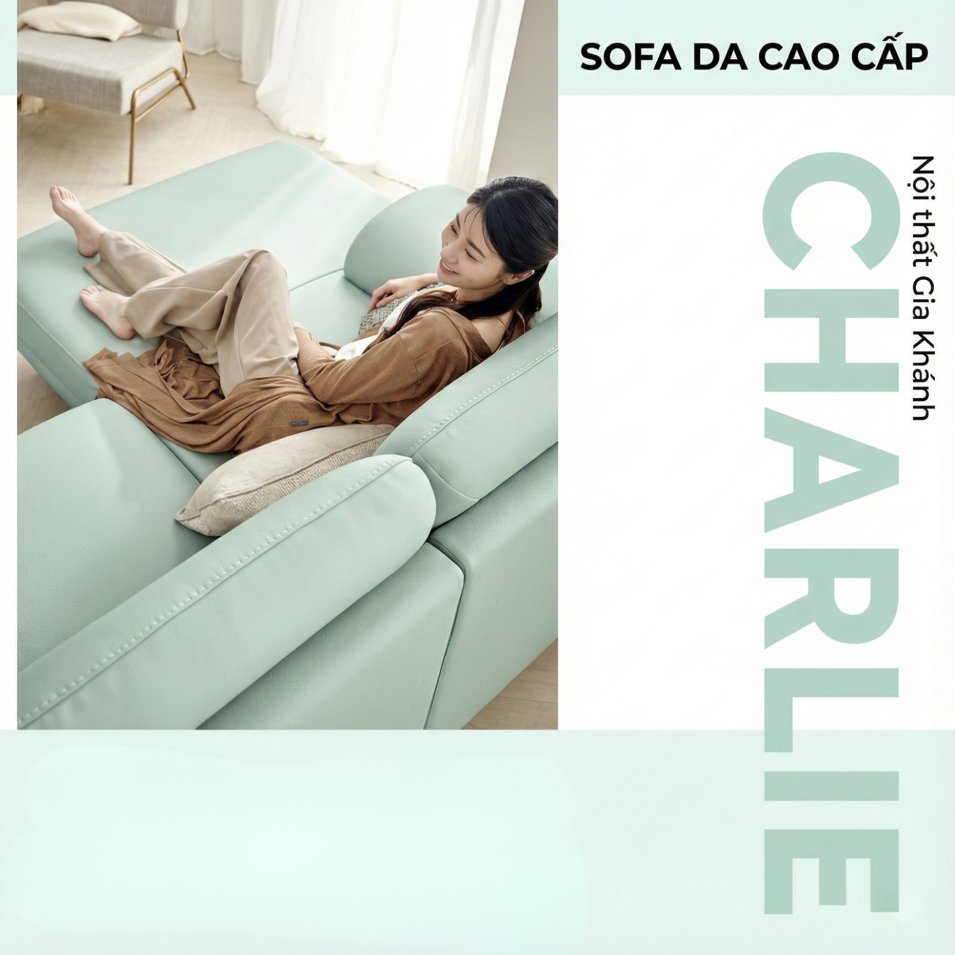 Sofa CHARLIE – Sofa Góc Với Da Cao Cấp Hiện Đại Êm Ái Cho Phòng Khách