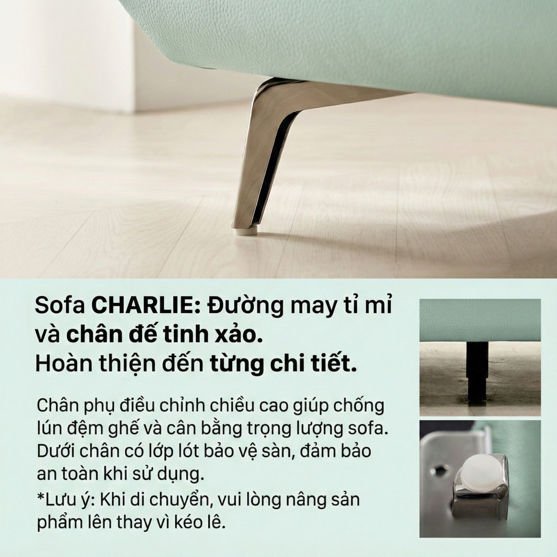 Sofa CHARLIE – Sofa Góc Với Da Cao Cấp Hiện Đại Êm Ái Cho Phòng Khách