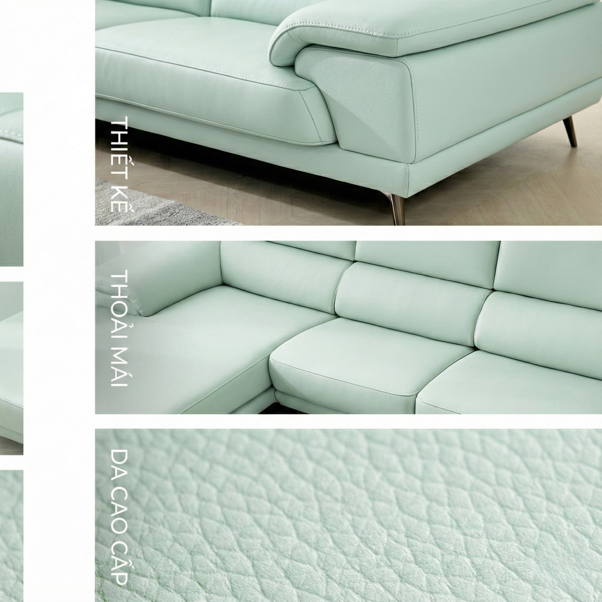 Sofa CHARLIE – Sofa Góc Với Da Cao Cấp Hiện Đại Êm Ái Cho Phòng Khách