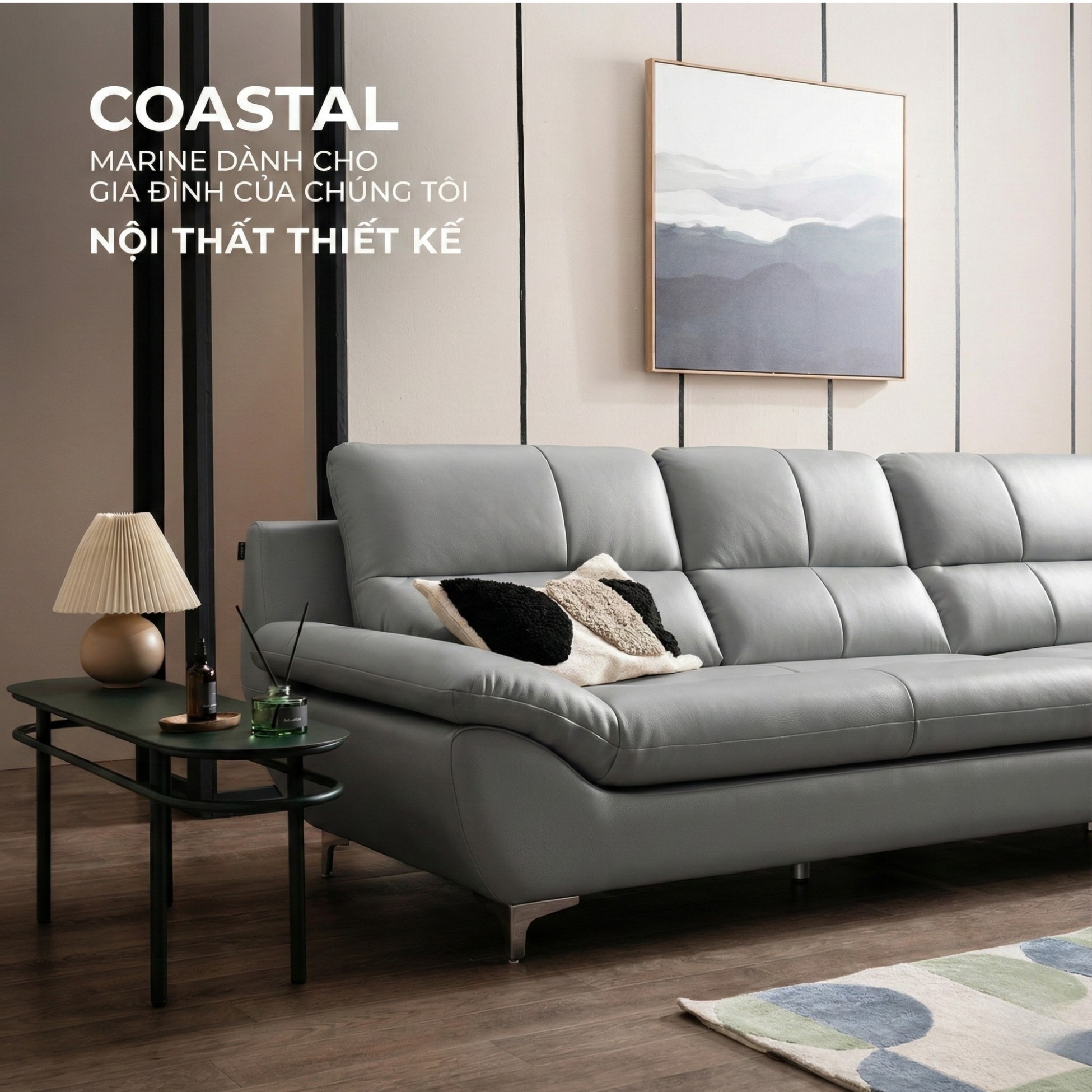 Sofa COASTAL - Sofa Da Hiện Đại Tinh Tế Cho Phòng Khách Trẻ Trung
