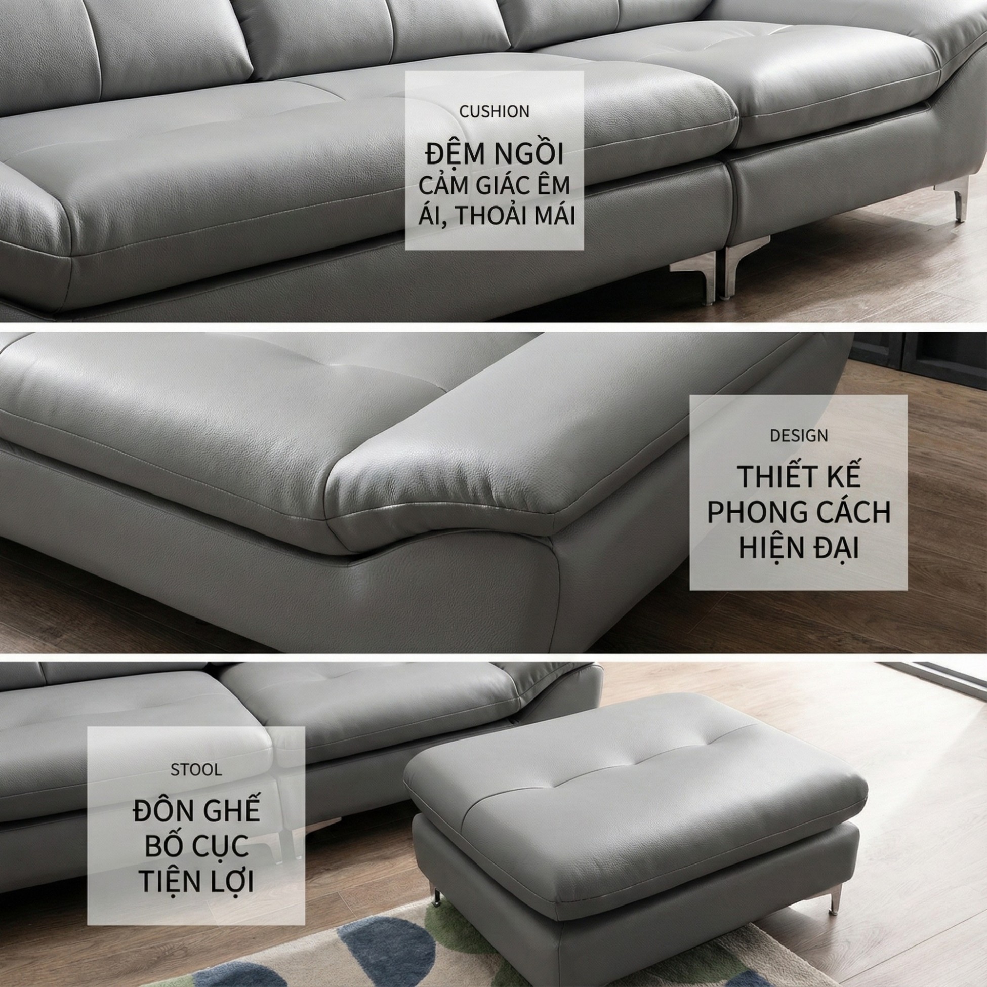 Sofa COASTAL - Sofa Da Hiện Đại Tinh Tế Cho Phòng Khách Trẻ Trung