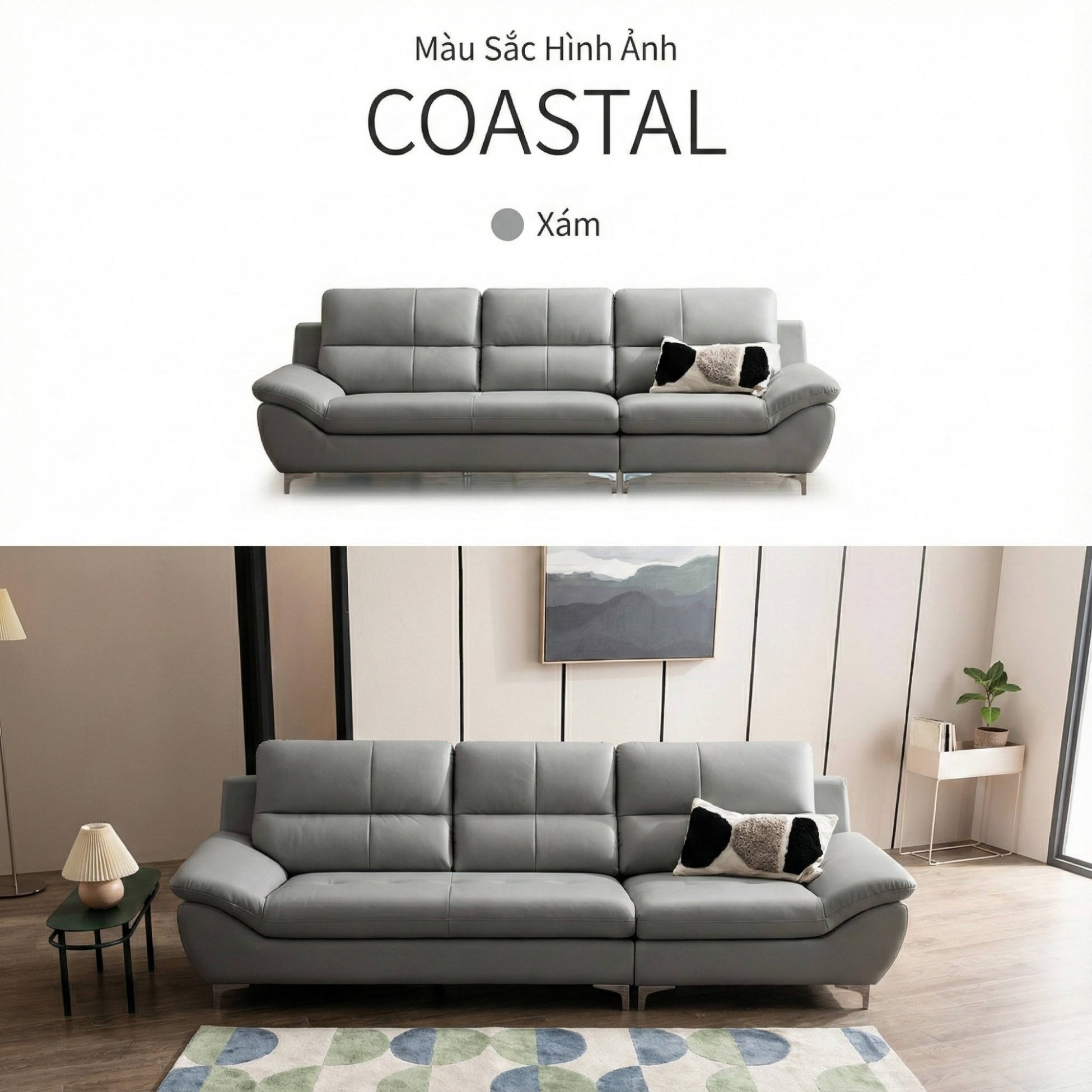 Sofa COASTAL - Sofa Da Hiện Đại Tinh Tế Cho Phòng Khách Trẻ Trung