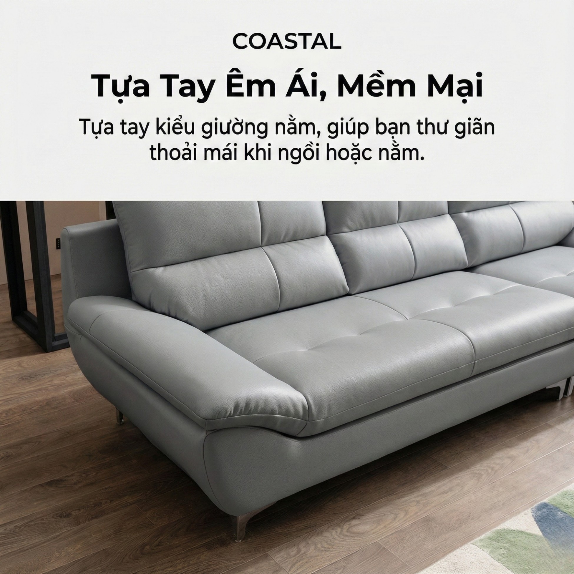 Sofa COASTAL - Sofa Da Hiện Đại Tinh Tế Cho Phòng Khách Trẻ Trung