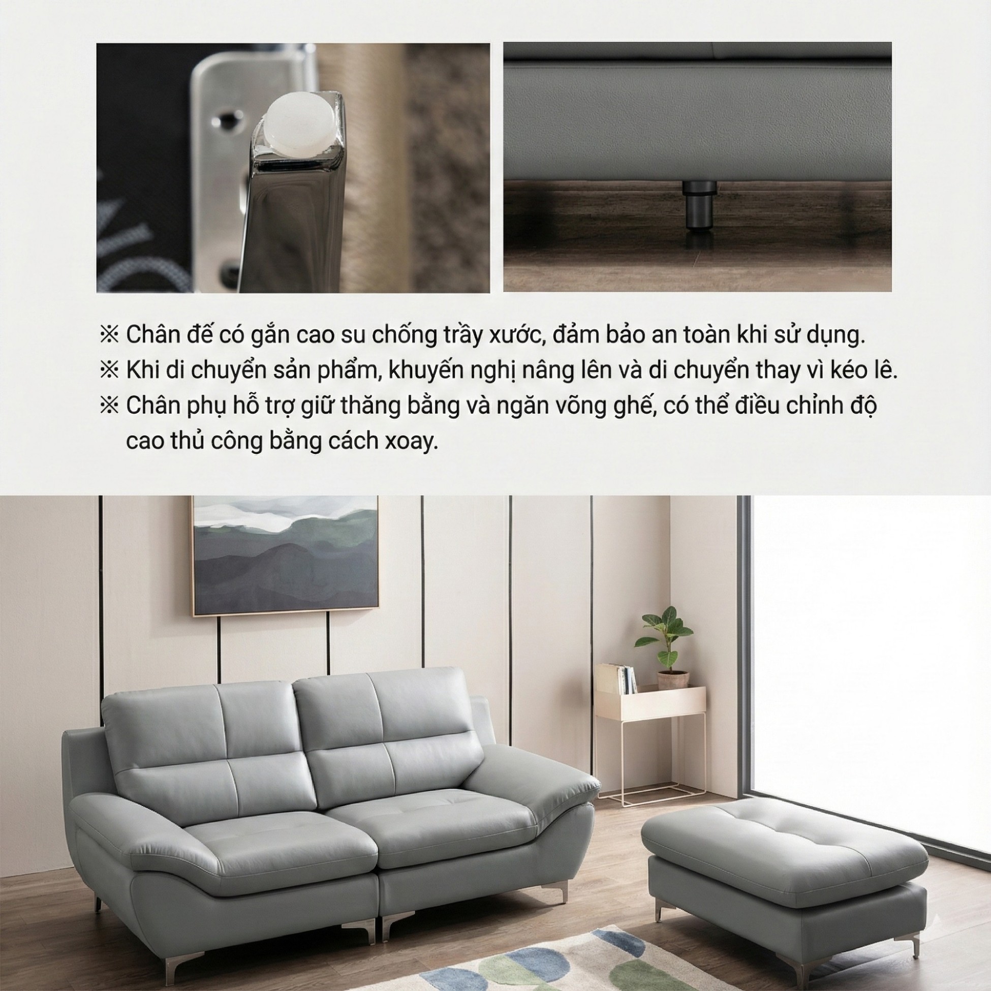 Sofa COASTAL - Sofa Da Hiện Đại Tinh Tế Cho Phòng Khách Trẻ Trung