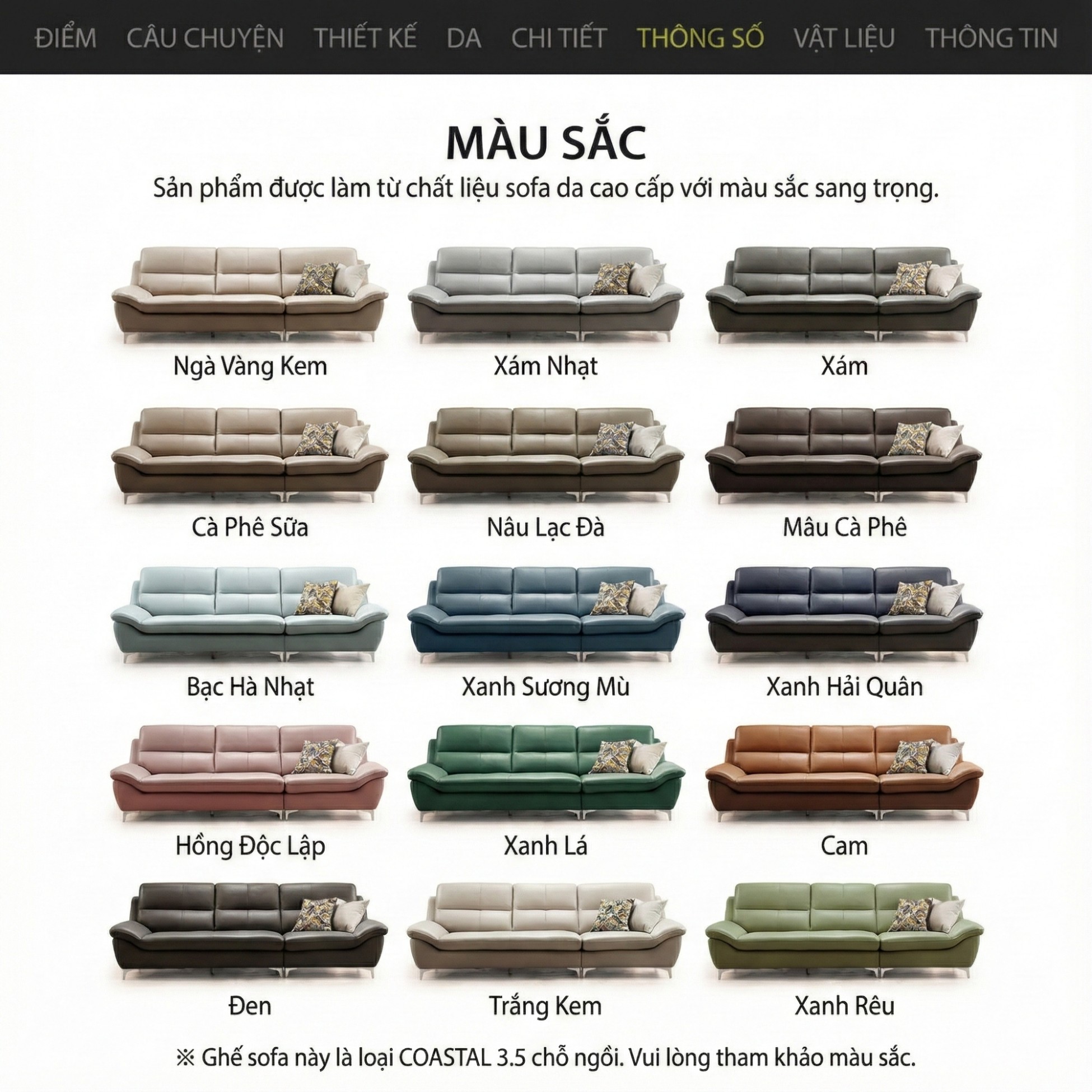 Sofa COASTAL - Sofa Da Hiện Đại Tinh Tế Cho Phòng Khách Trẻ Trung