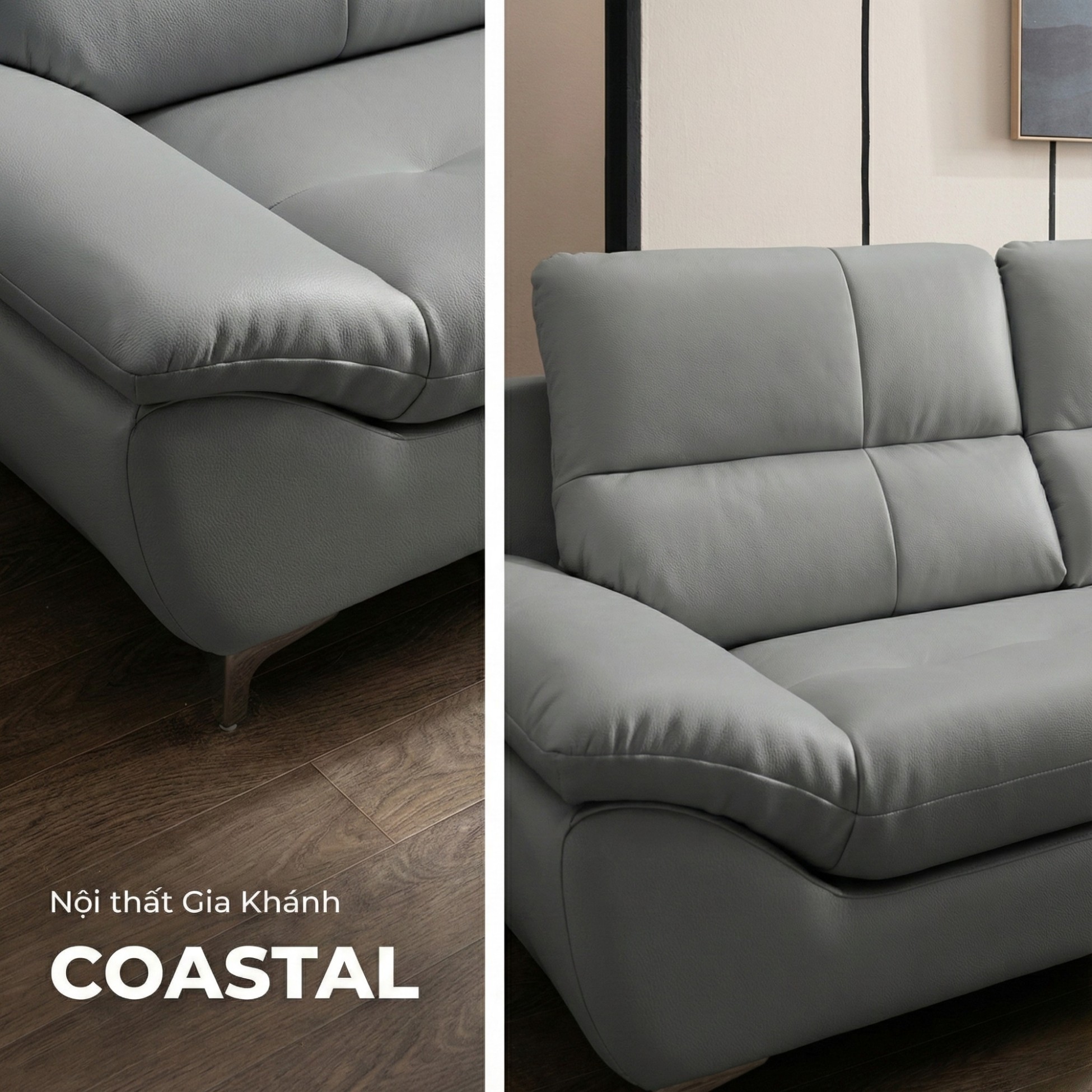 Sofa COASTAL - Sofa Da Hiện Đại Tinh Tế Cho Phòng Khách Trẻ Trung