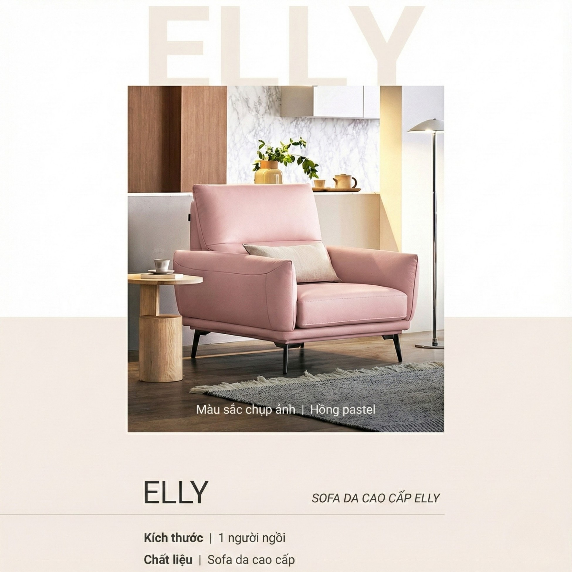 sofa elly sofa da dáng đơn hiện đại