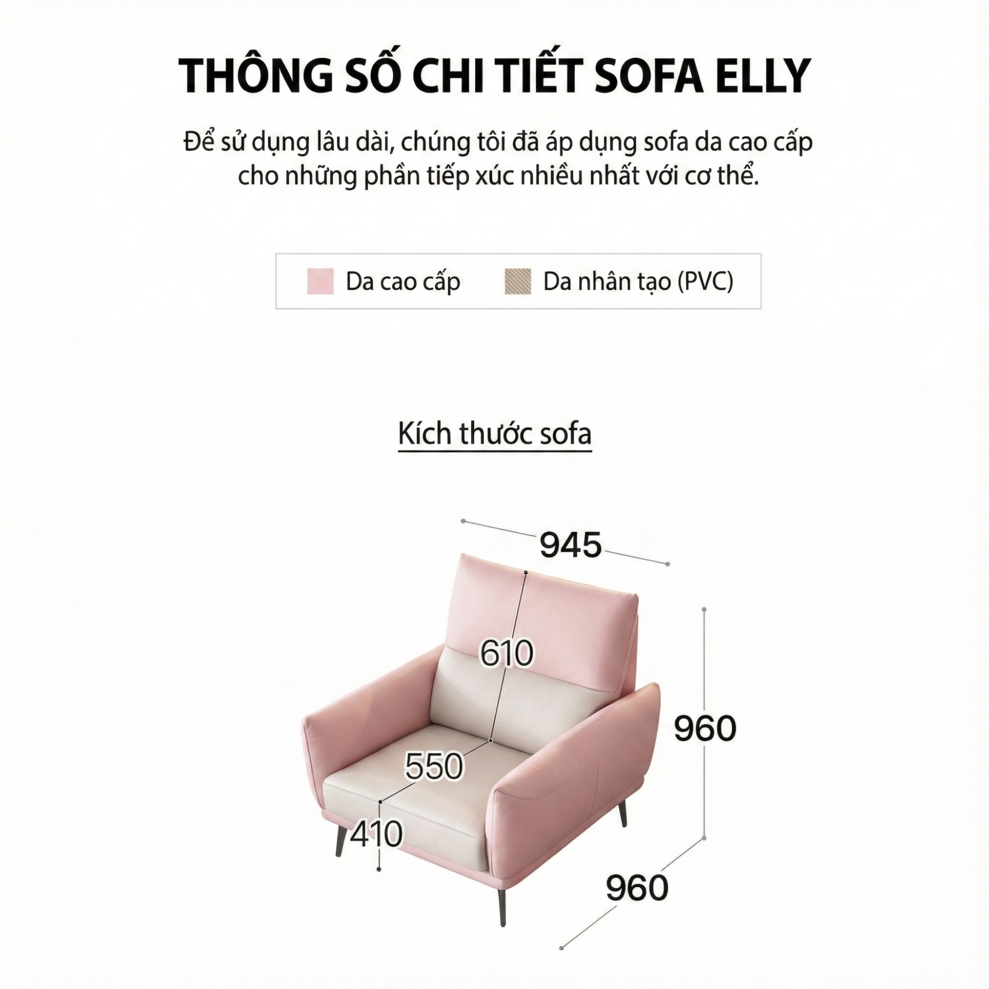 sofa elly sofa da dáng đơn hiện đại