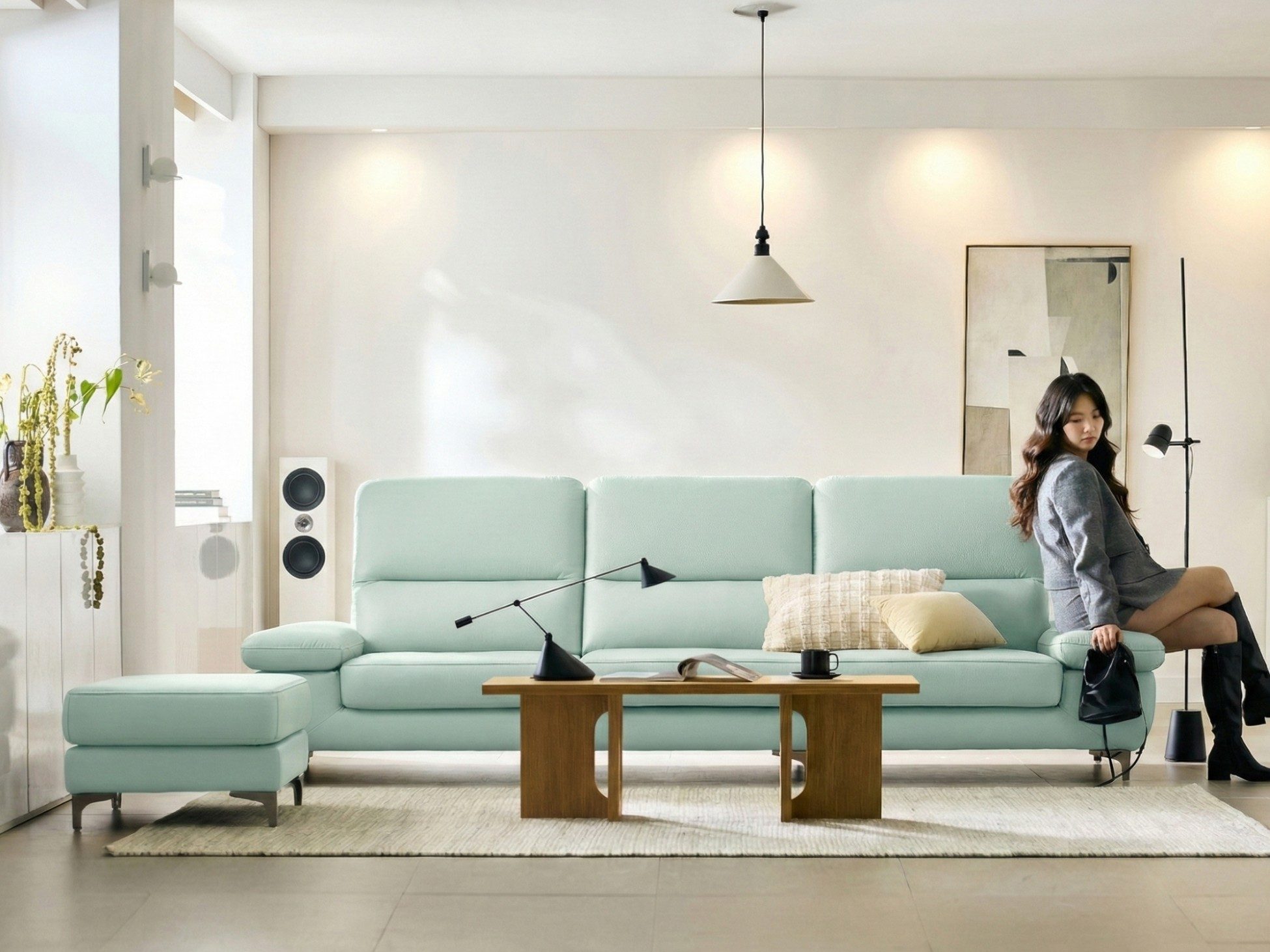 Sofa FEATHER - Sofa Băng Hiện Đại Bọc Da Êm Ái Như Mây (Hàng Order)