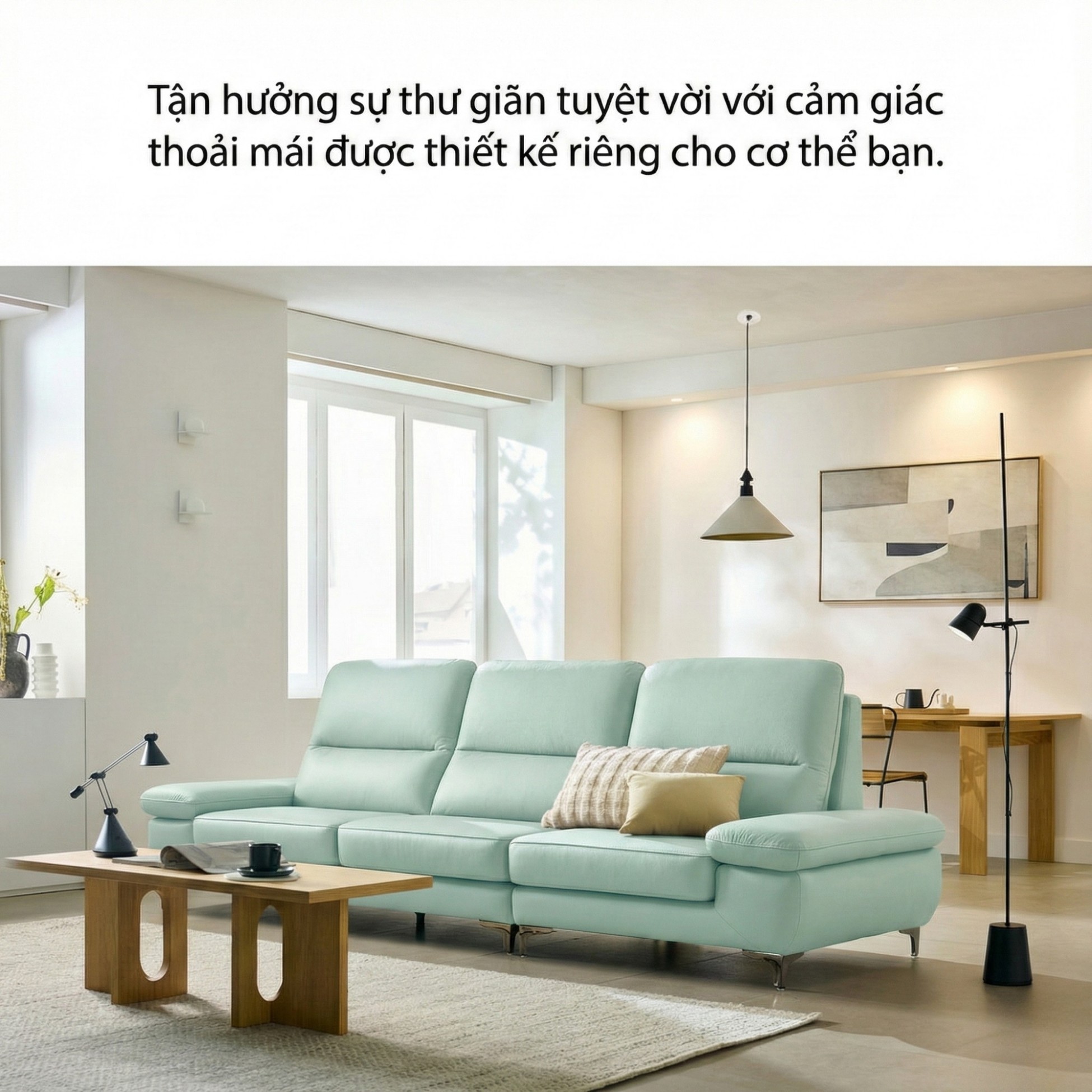 Sofa FEATHER - Sofa Băng Hiện Đại Bọc Da Êm Ái Như Mây