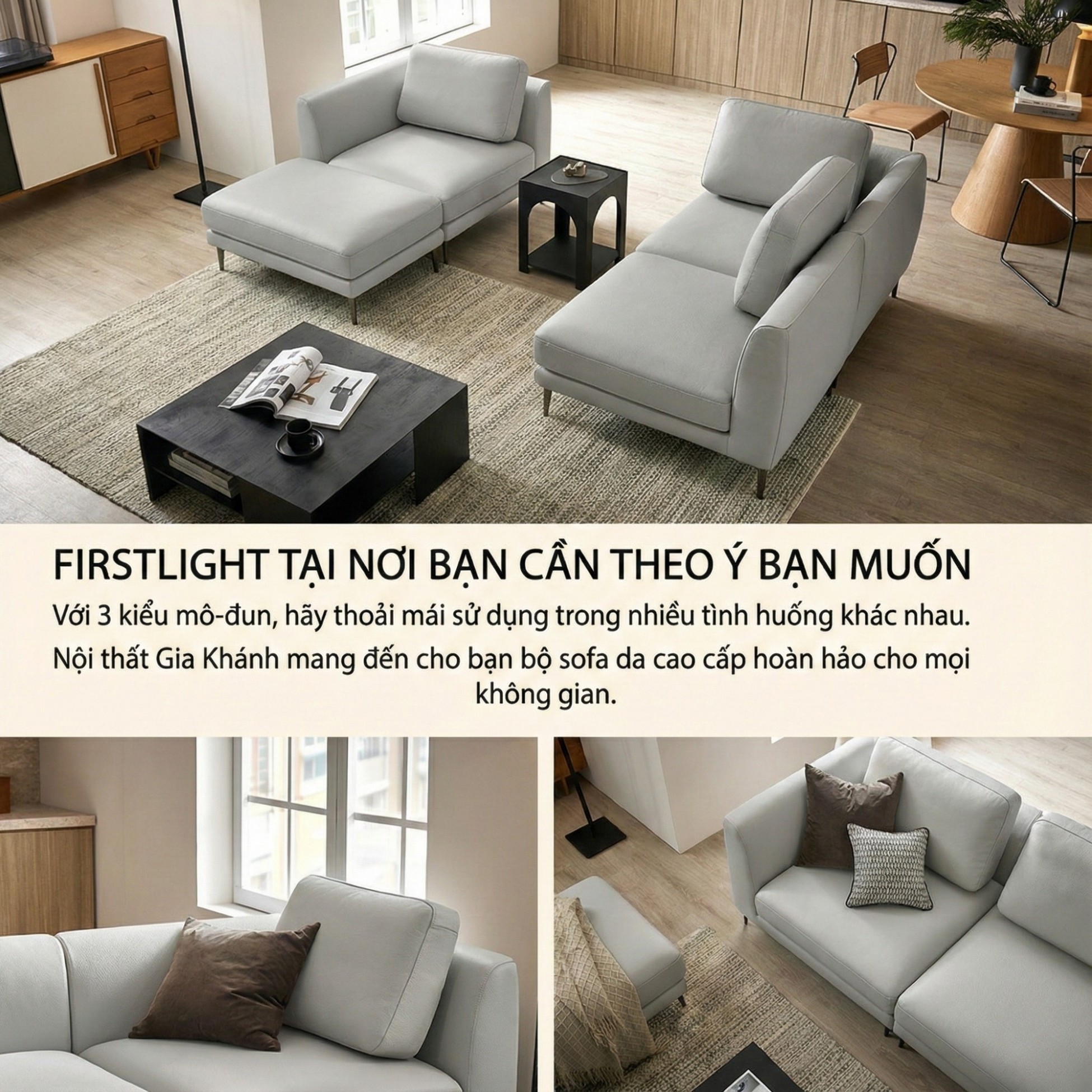 Sofa FIRSTLIGHT - Sofa Băng Bọc Da Cao Cấp Dạng Mô-đun Tùy Chỉnh