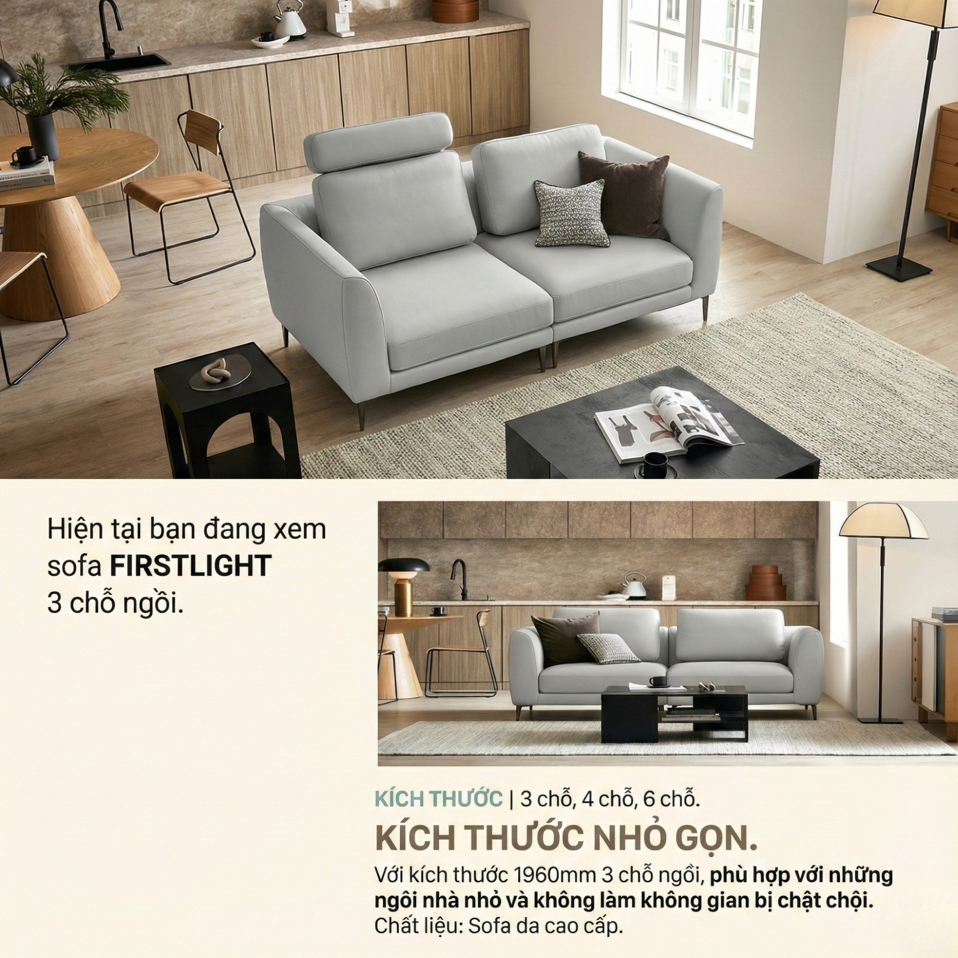 Sofa FIRSTLIGHT - Sofa Băng Bọc Da Cao Cấp Dạng Mô-đun Tùy Chỉnh